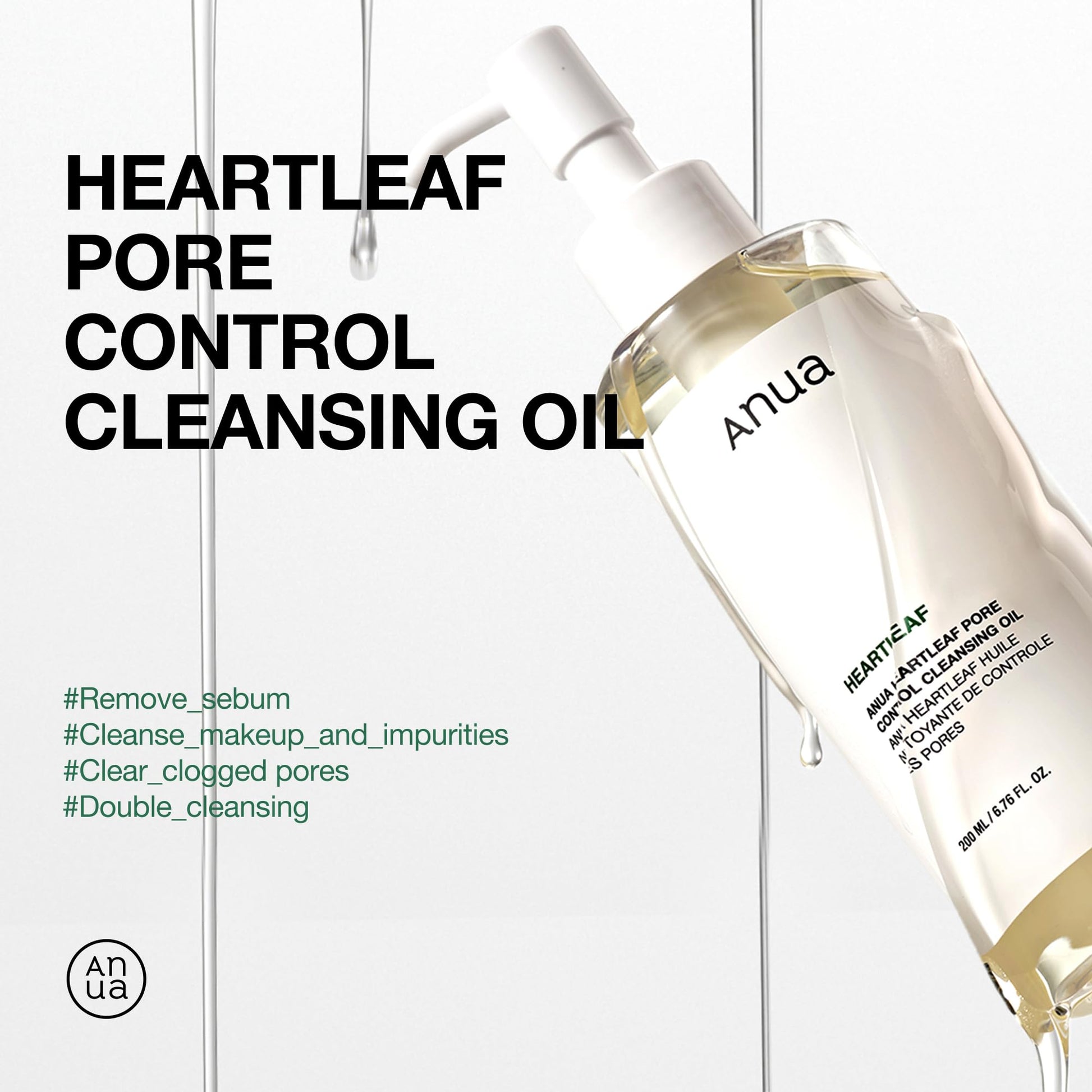 Anua Heartleaf Pore Control Cleansing Oil, Oil Cleanser for Face, Makeup Blackhead Remover, Korean Skin Care 6.76 fl oz(200ml) (original) - Medaid International