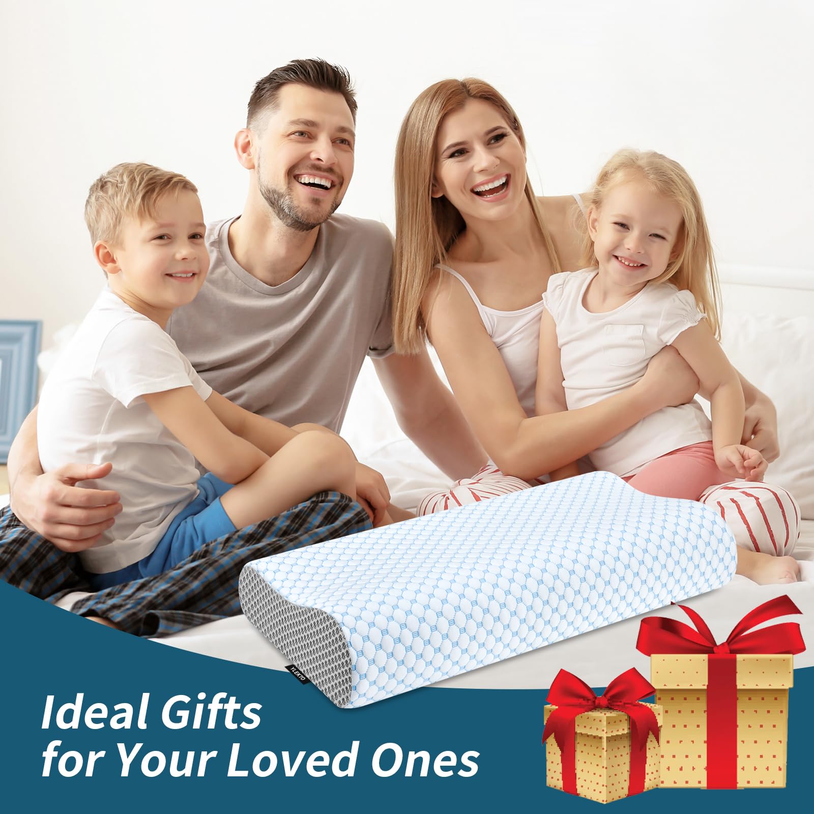 Cervical Neck Pillow for Pain Relief, Contour Memory Foam Pillows for Sleeping, Odorless Ergonomic Pillow Adjustable Orthopedic Cooling Pillow Bed Pillow Neck Support for Side Back Stomach Sleepers - Medaid International