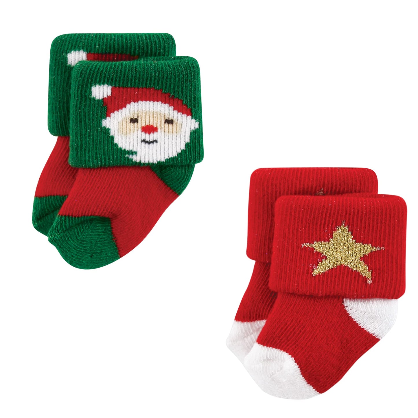 Hudson Baby Unisex Baby Cotton Rich Newborn and Terry Socks, 12 Days of Christmas Santa, 0-6 Months - Medaid International