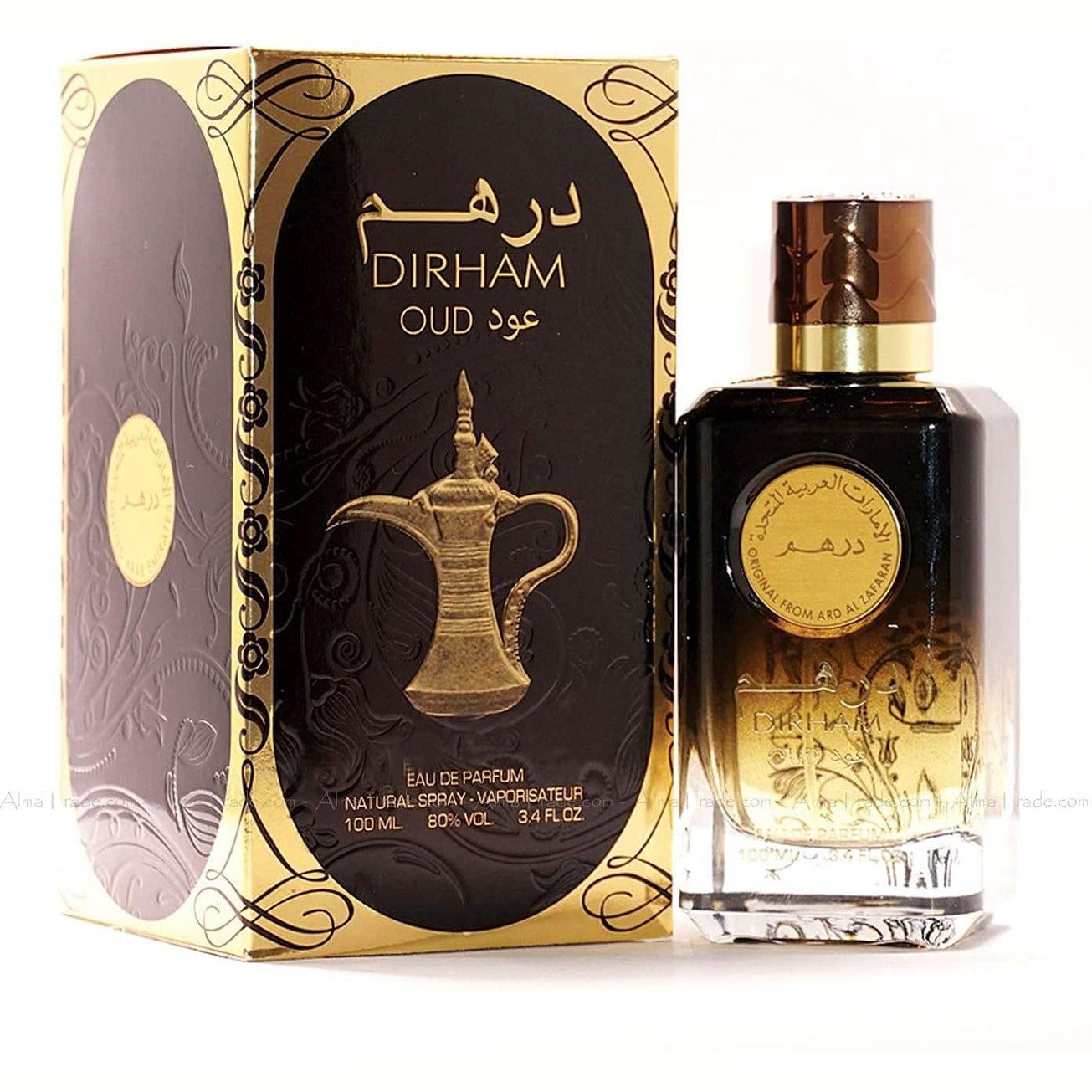 Ard Al Zaafaran Dirham Oud Eau De Parfum Spray, 3.4 Ounce (Unisex) - Medaid International