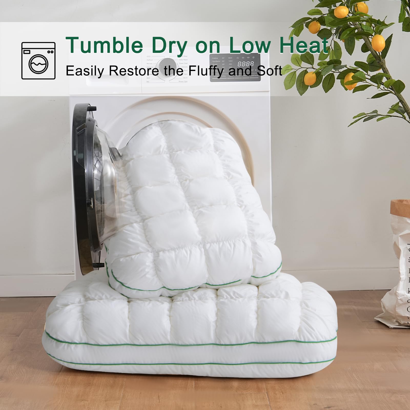 YOUR MOON Fluffy Support Bed Pillow Queen Size, Super Soft Premium Down-Alternative Filling for Sleeping, Luxury Hotel Quality Bed Pillows for Side Sleeper (White) - Medaid International