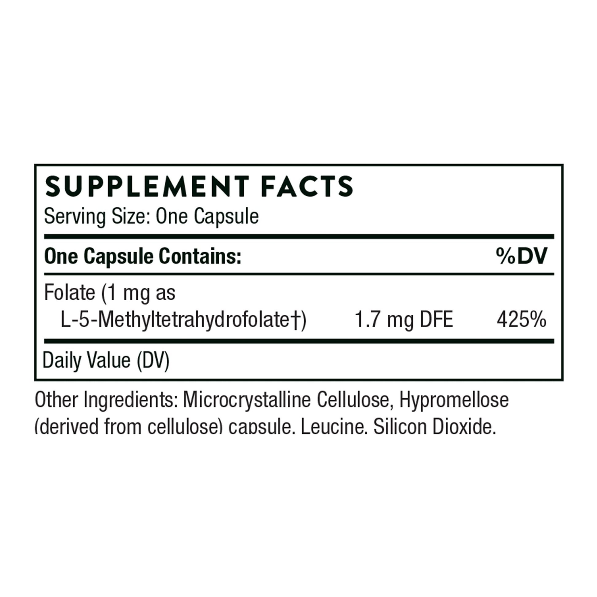THORNE - 5-MTHF - Methylfolate (Active B9 Folate) Supplement - Supports Cardiovascular Health, Fetal Development, Nerve Health, Methylation, and Homocysteine Levels* - 60 Capsules - 5-MTHF 1mg - Medaid International
