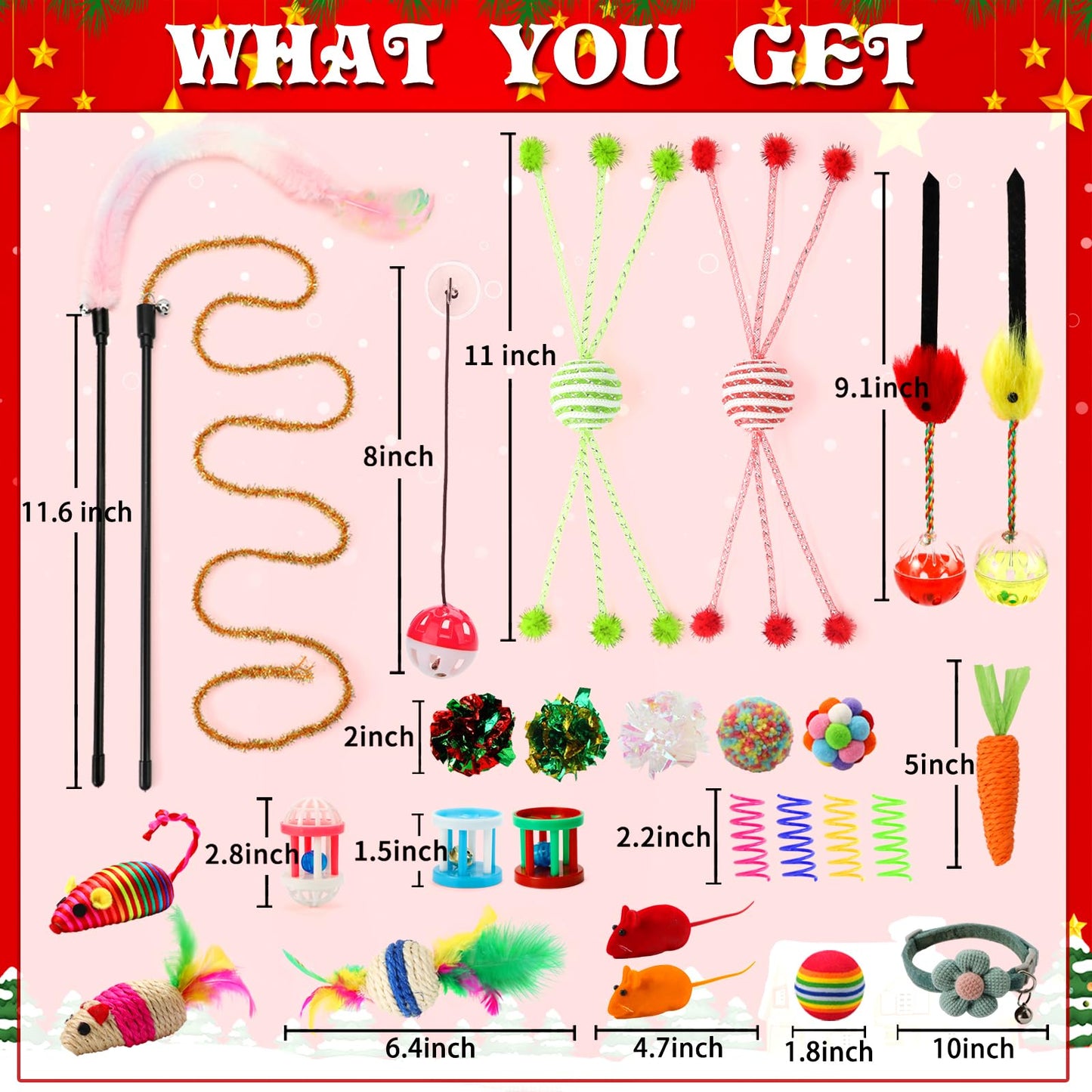 GWAHSA Cat Advent Calendar 2025, 24 Days Christmas Countdown Calendar with Assorted Interactive Cat Toys for Indoor Kitten Cats Pet Surprise Xmas Gifts for Cat Lovers Women - Medaid International