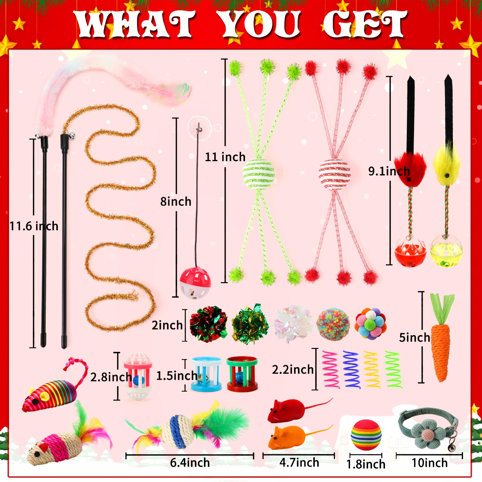 GWAHSA Cat Advent Calendar 2025, 24 Days Christmas Countdown Calendar with Assorted Interactive Cat Toys for Indoor Kitten Cats Pet Surprise Xmas Gifts for Cat Lovers Women - Medaid International