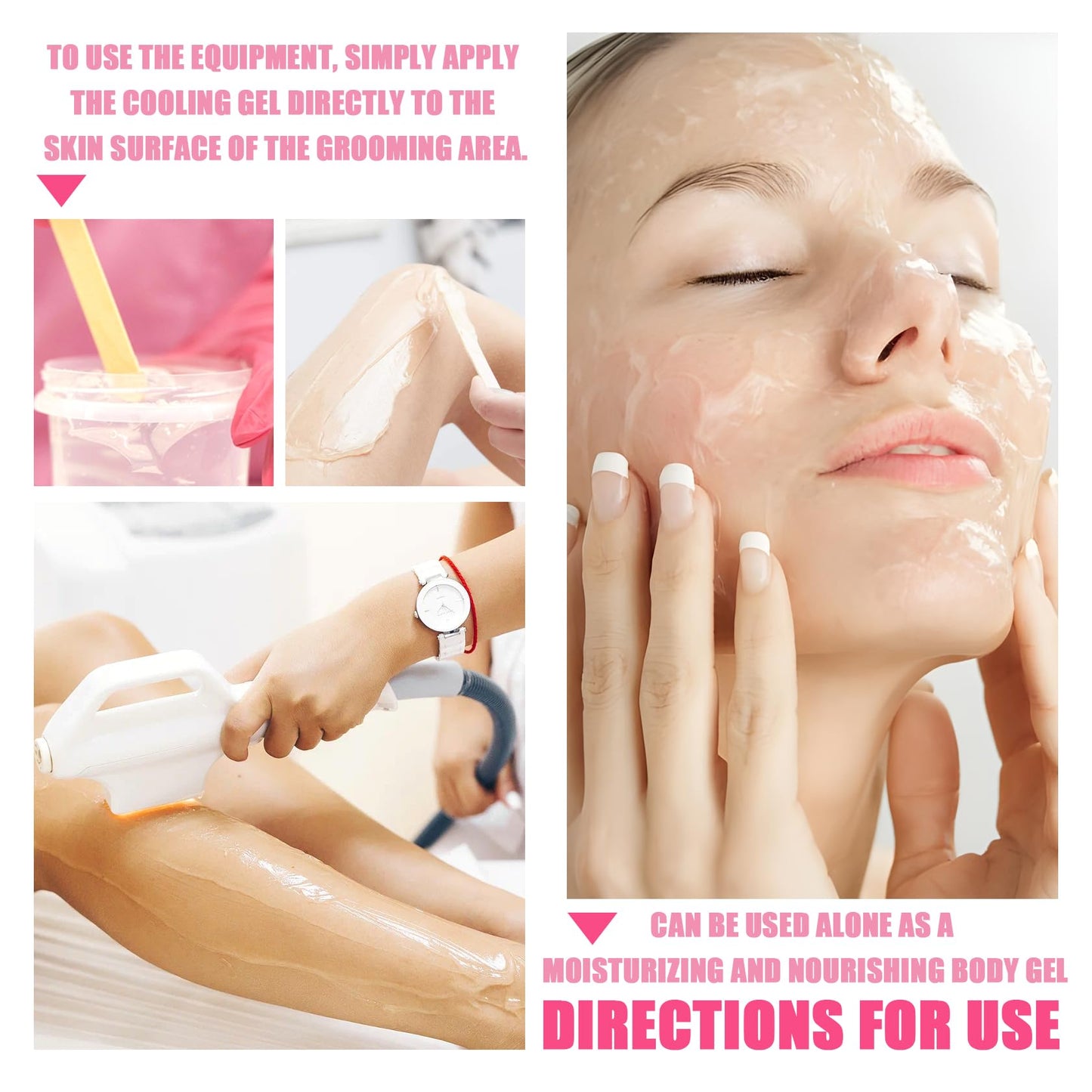 2PCS Cooling Gel for Lazer Hair Removal Device,Gentle Home Laser Hair Removal Cream for Women Men,Refreshing Moisturizing Body Face Gel 600ML - Medaid International