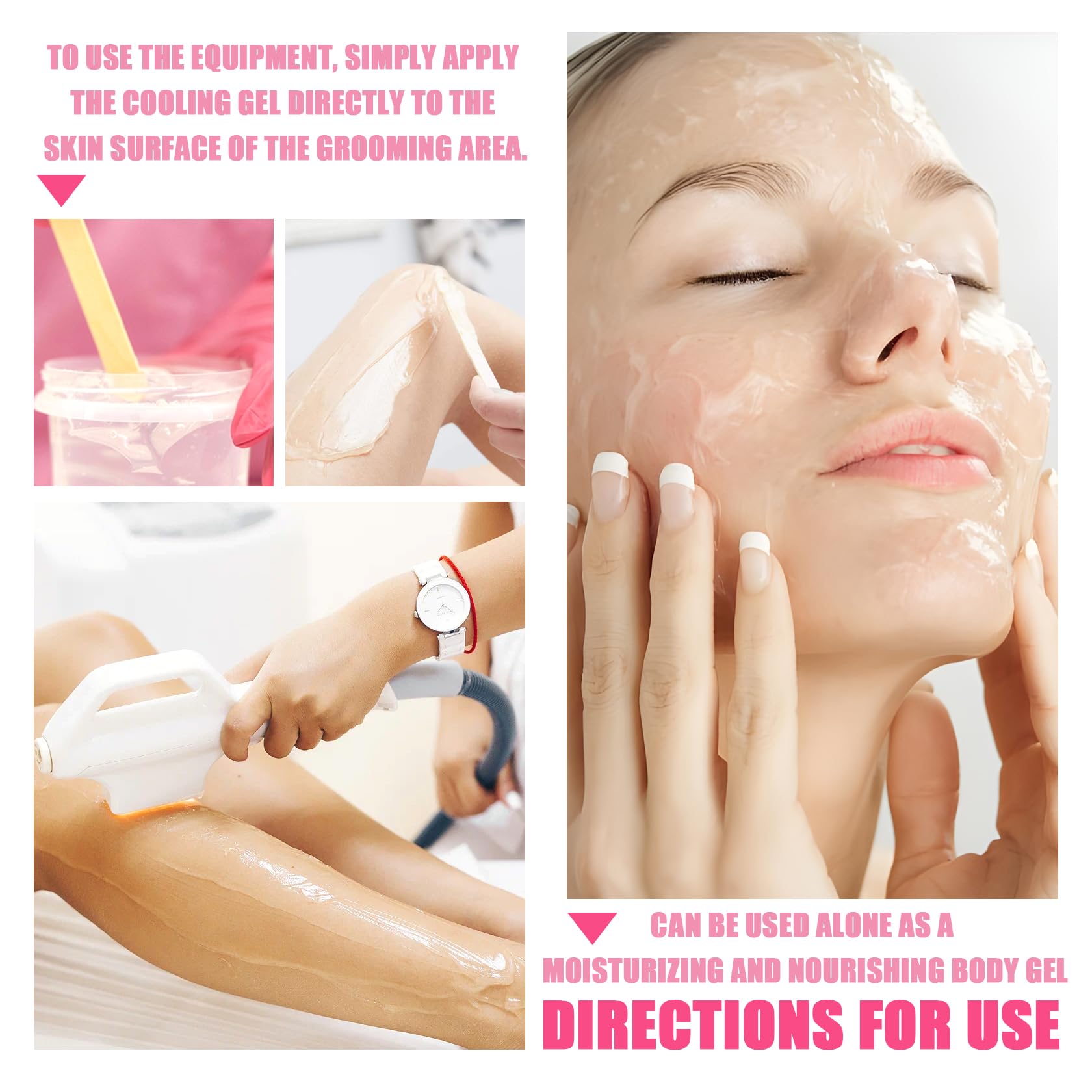 2PCS Cooling Gel for Lazer Hair Removal Device,Gentle Home Laser Hair Removal Cream for Women Men,Refreshing Moisturizing Body Face Gel 600ML - Medaid International