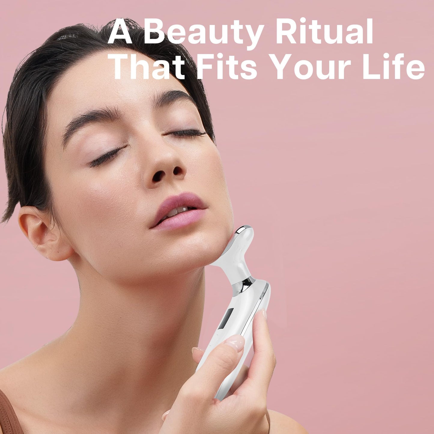 VRAIKO Lilac 7-in-1 Beauty Massager for Face and Neck - Jawline Lifting & Firming - Face Lymphatic Drainage Massager for Anti Aging Wrinkle, Forehead Lines, and Dark Circles, White - Medaid International