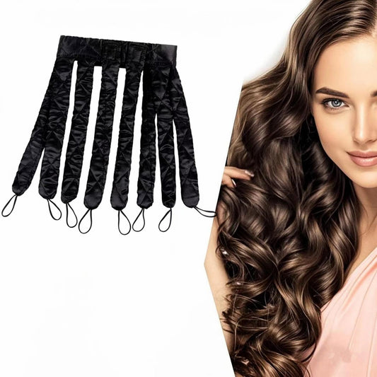 Heatless Hair Curler For Long Hair Eight Rolls Adjustable No Heat Curler Headband,Lazy Person's No Heat Hair Curler Sleeping Curling Iron DIY Hair Rollers Styling Tool for Women Girls (Black) - Medaid International