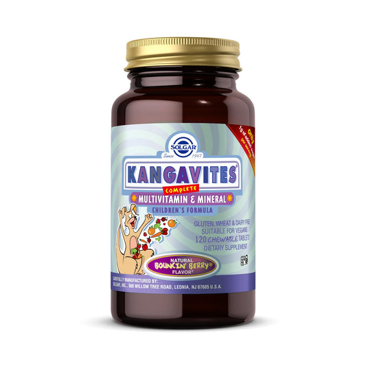 Solgar Kangavites, Bouncin’ Berry Flavor - 120 Chewable Tablets - Complete Multivitamin & Mineral Formula for Children - Vegan, Gluten Free - Medaid International