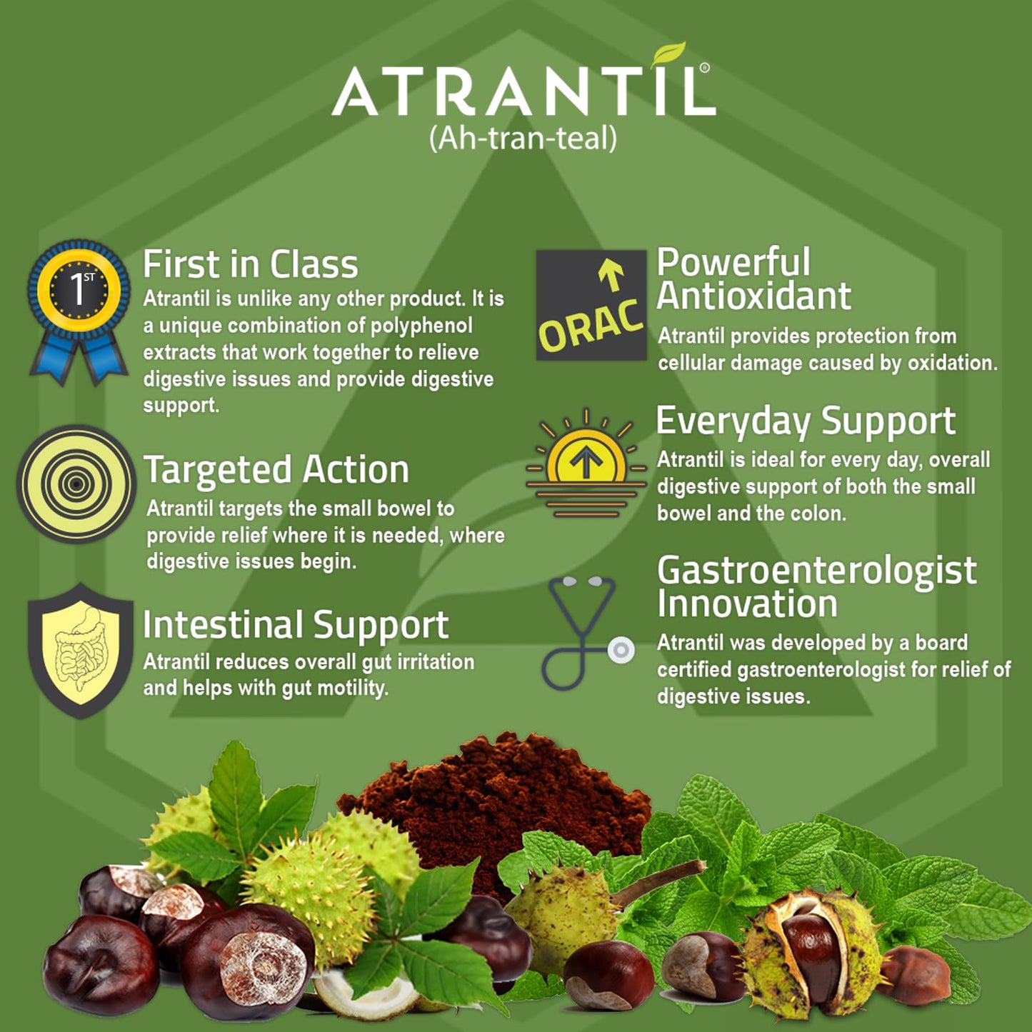 Atrantil: IBS, Bloating, Abdominal Discomfort, Change in Bowel Habits, and Powerful Polyphenols for Everyday Digestive Health,90 count - Medaid International