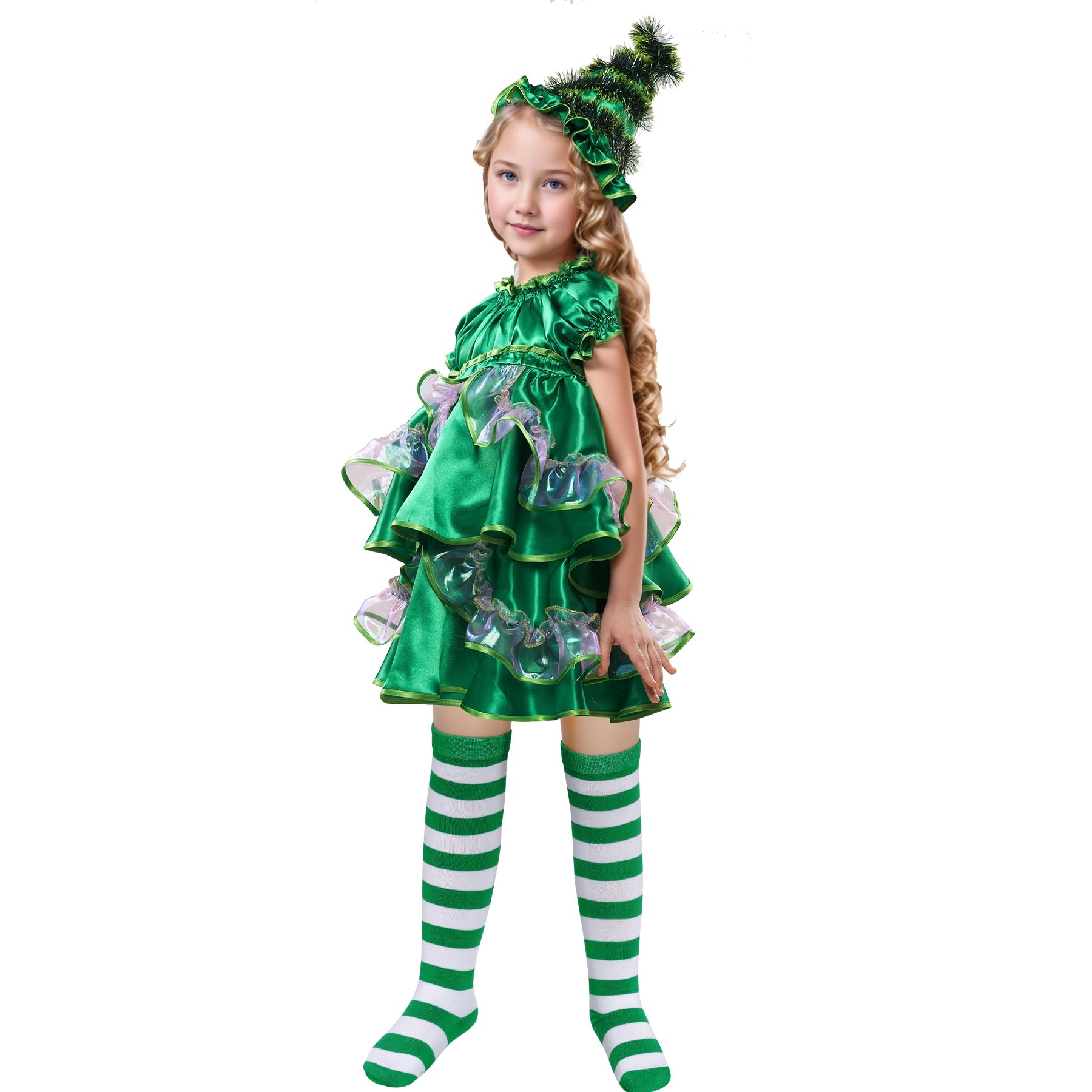 Dxhycc 3 Pairs Christmas Striped Knee High Socks Elf Candy Long Xmas Socks for Girls Boys Halloween Christmas Party - Medaid International