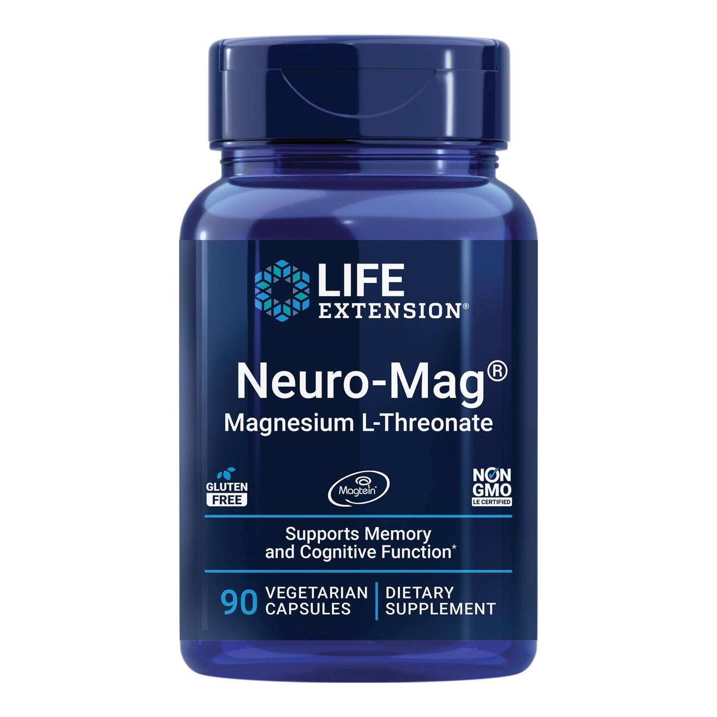 Life Extension Neuro-Mag Magnesium L-Threonate, Memory Health, Quick Thinking, Cognitive Health Support, Vegetarian, Non-GMO, 90 Vegetarian Capsules (144 mg from 2000 mg Magtein magnesium L-threonate - Medaid International