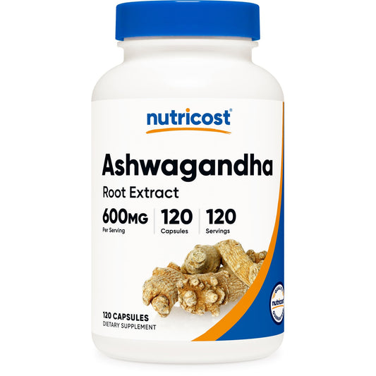 Nutricost Ashwagandha Herbal Supplement 600mg, 120 Capsules - Vegetarian, Non-GMO, Gluten Free, Ashwagandha Root - Medaid International