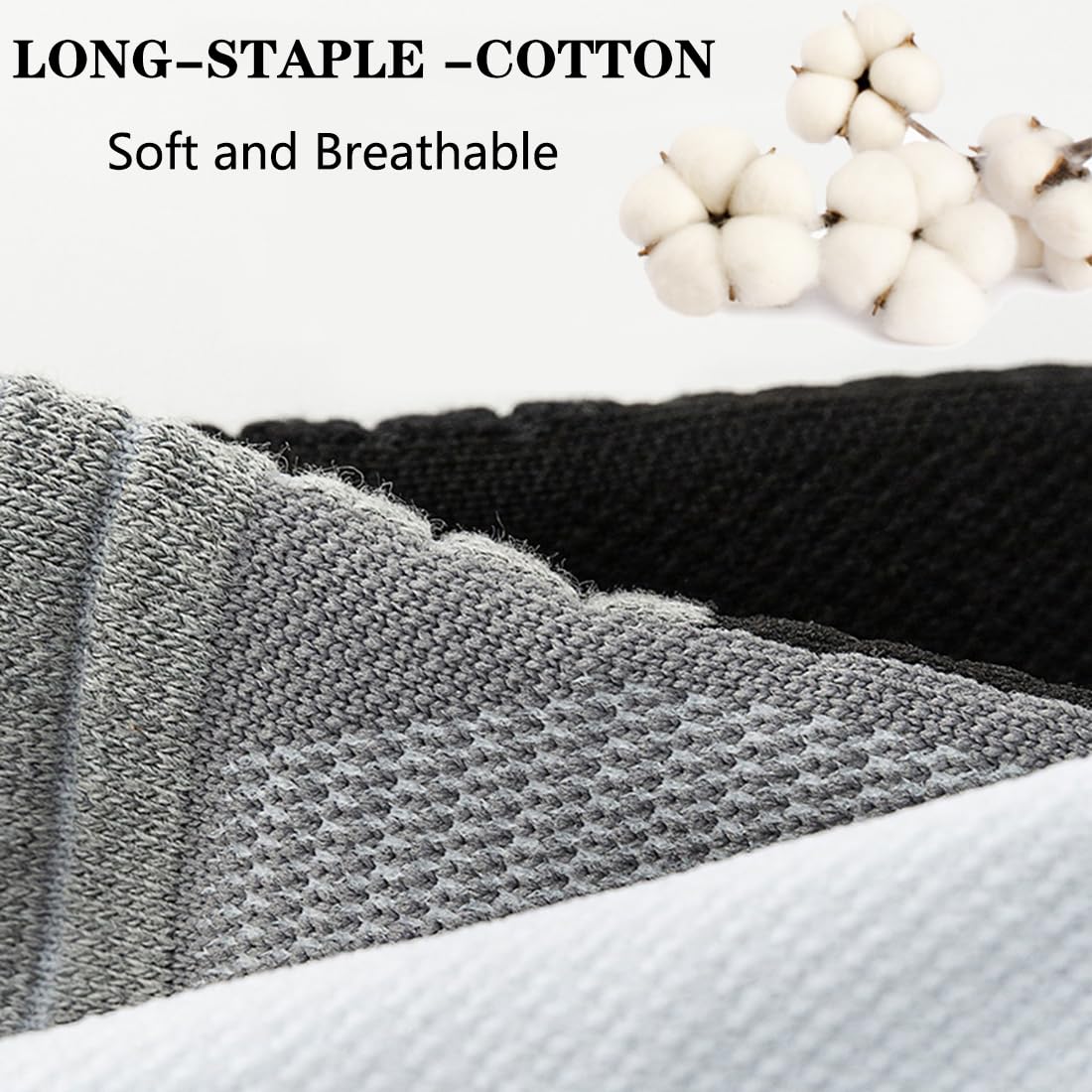 PUJANE 5 Pairs Ankle Athletic Running Socks Cushioned Breathable Low Cut Sports Tab Cotton Socks for Men and Women (White Size L) - Medaid International