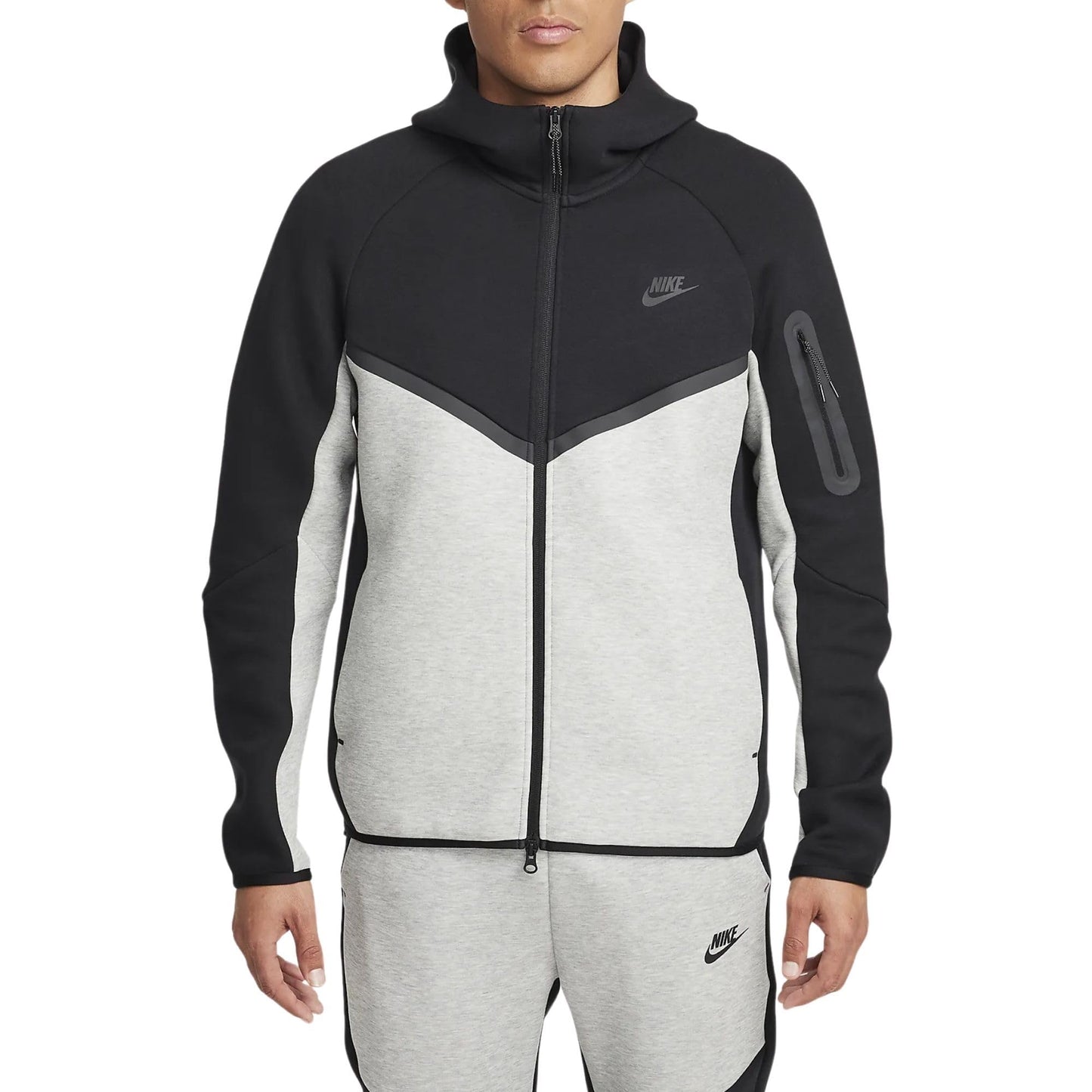 Nike Tech Men's Full-Zip Windrunner Hoodie (HV0949-011, Black/Dark Grey Heather/Black) Size Small - Medaid International