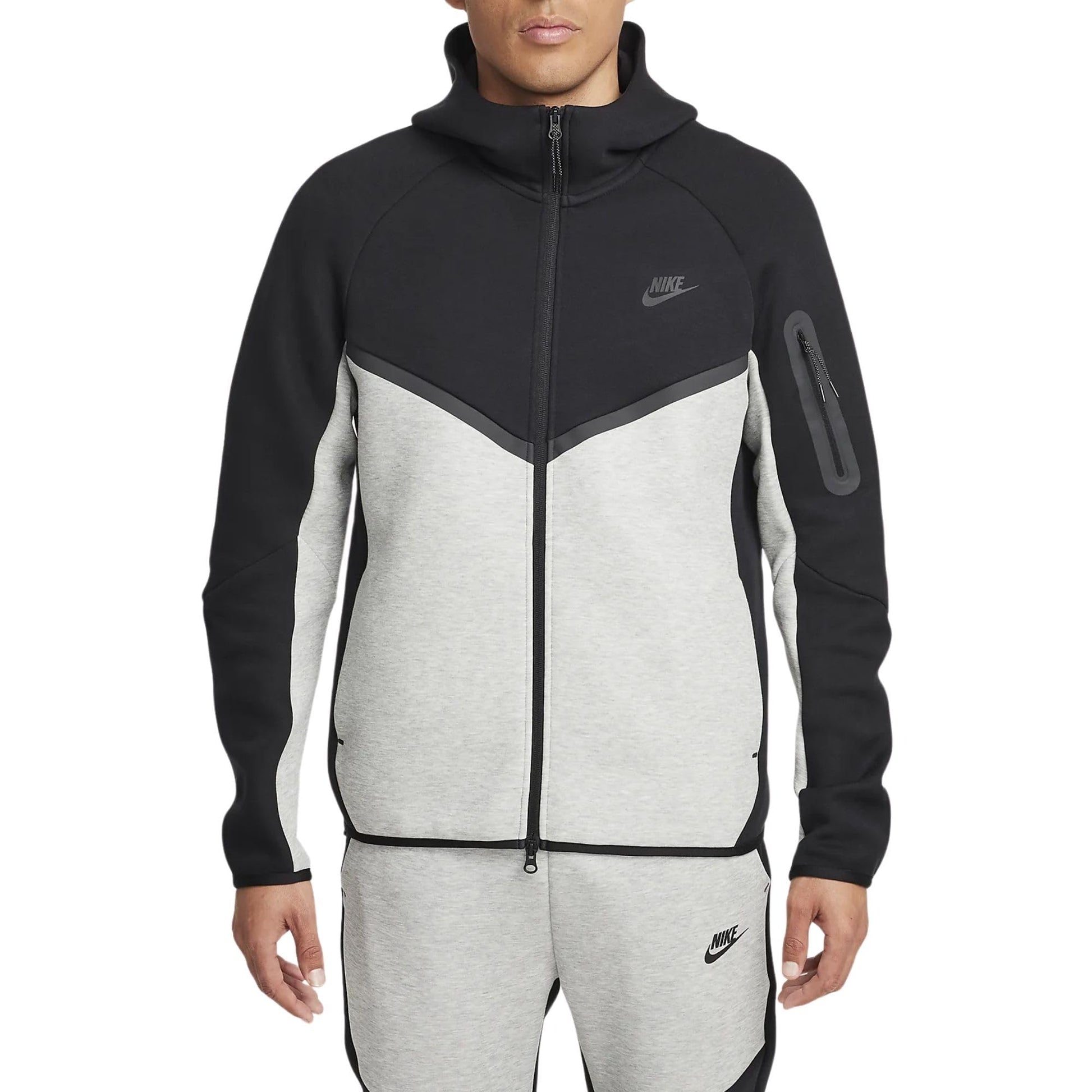 Nike Tech Men's Full-Zip Windrunner Hoodie (HV0949-011, Black/Dark Grey Heather/Black) Size Small - Medaid International