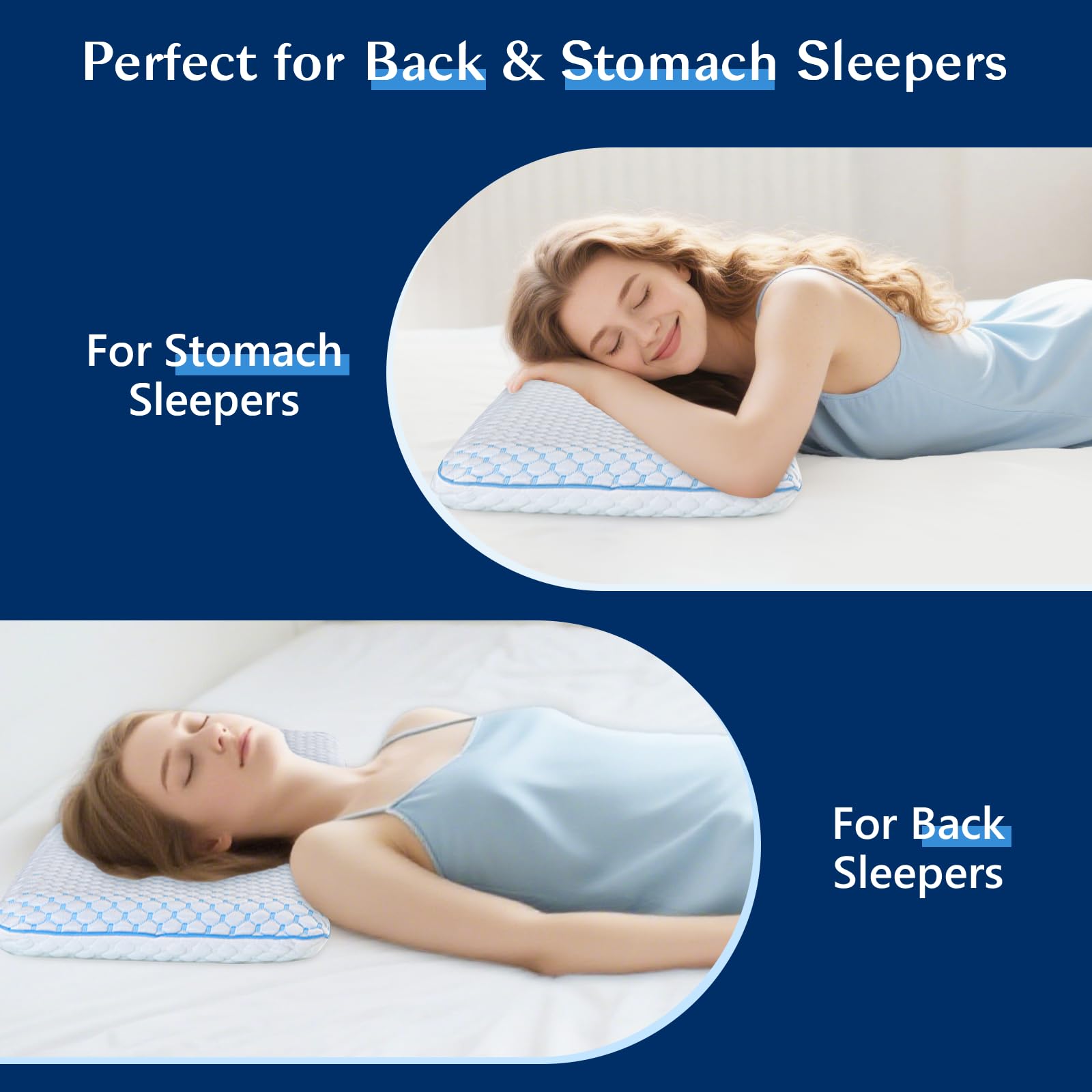 Iwacool Thin Pillow for Sleeping, Cooling Gel Flat Pillow for Stomach and Back Sleepers, Ultra Slim Stomach Sleeping Pillows for Shoulder Neck Pain Relief, Low Profile Memory Foam Pillows 2.25-inches - Medaid International