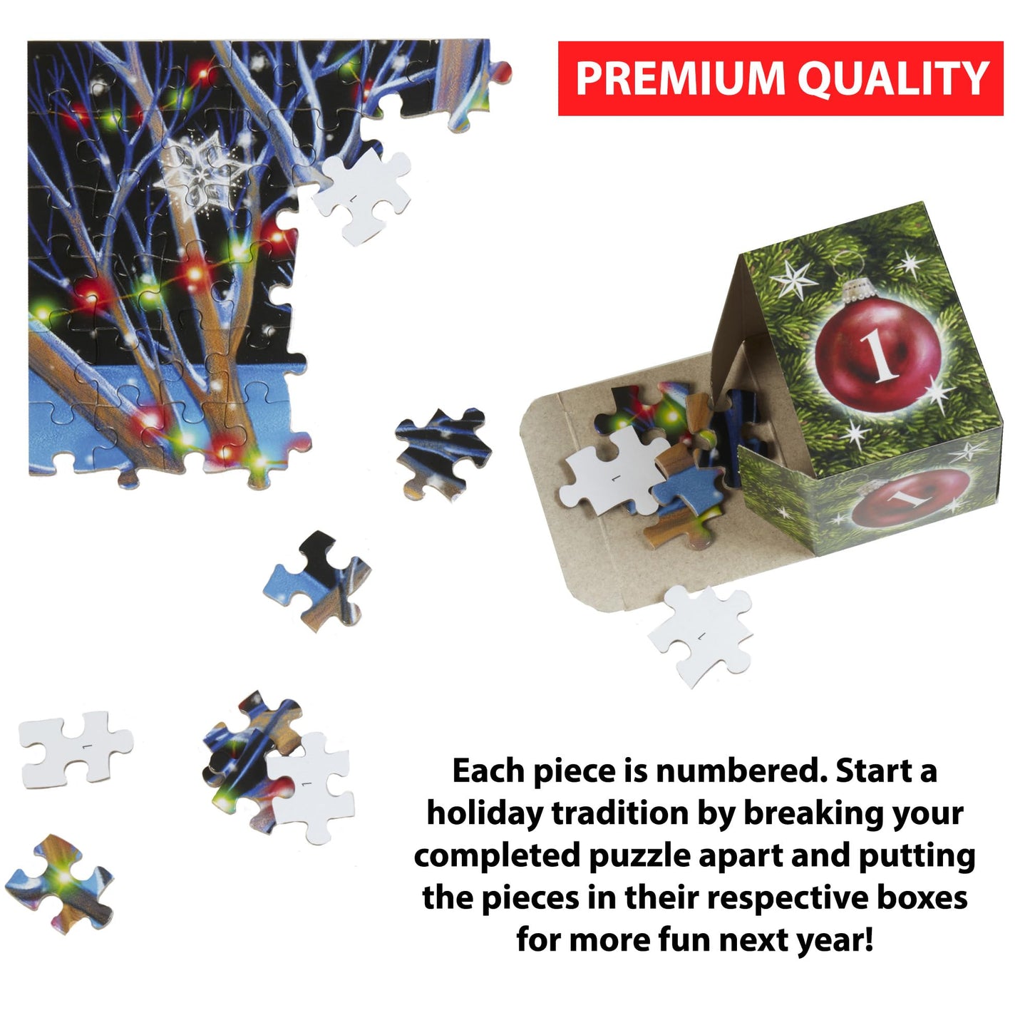 Advent Calendar Jigsaw Puzzle 1000 Pieces - Christmas Cheer by Vermont Christmas Company - Count Down to Christmas Jigsaw Puzzle - Use Year After Year - Medaid International