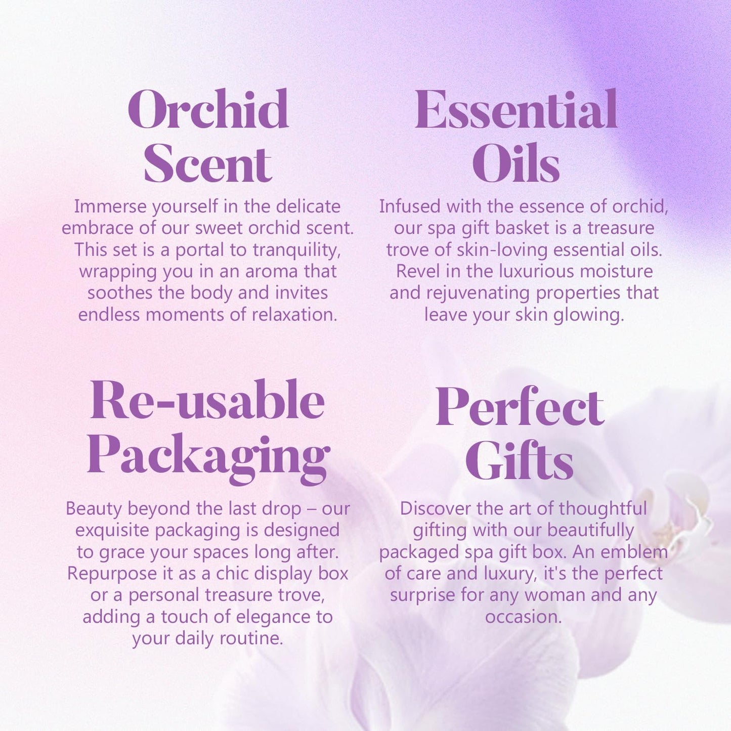 Spa Gifts for Women, Body & Earth 5 Pcs Gifts for Women Orchid Gift Sets, Bath and Body Womens Bath Gifts, Christmas Gift - Medaid International