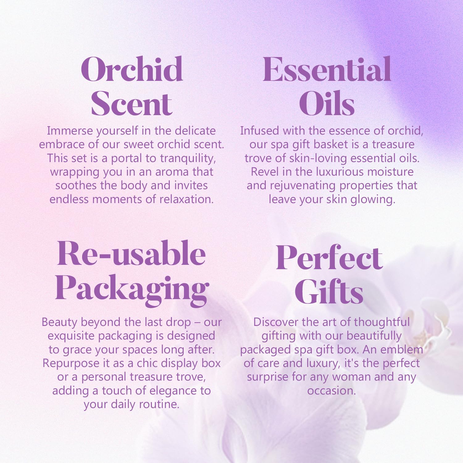 Spa Gifts for Women, Body & Earth 5 Pcs Gifts for Women Orchid Gift Sets, Bath and Body Womens Bath Gifts, Christmas Gift - Medaid International