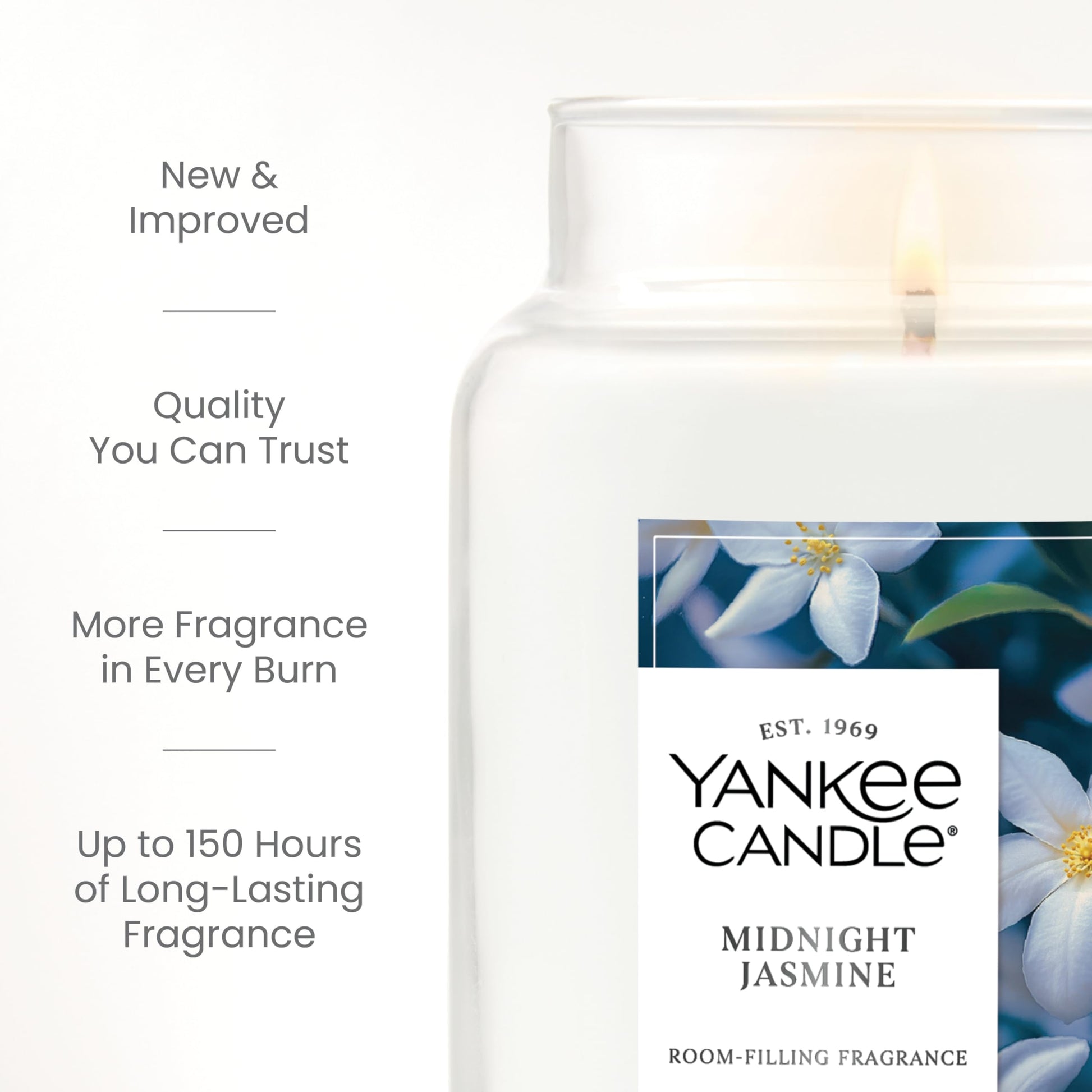 Yankee Candle Midnight Jasmine Scented Candle, 22oz Large Jar with up to 150 Hour Burn Time, Giftable - Medaid International