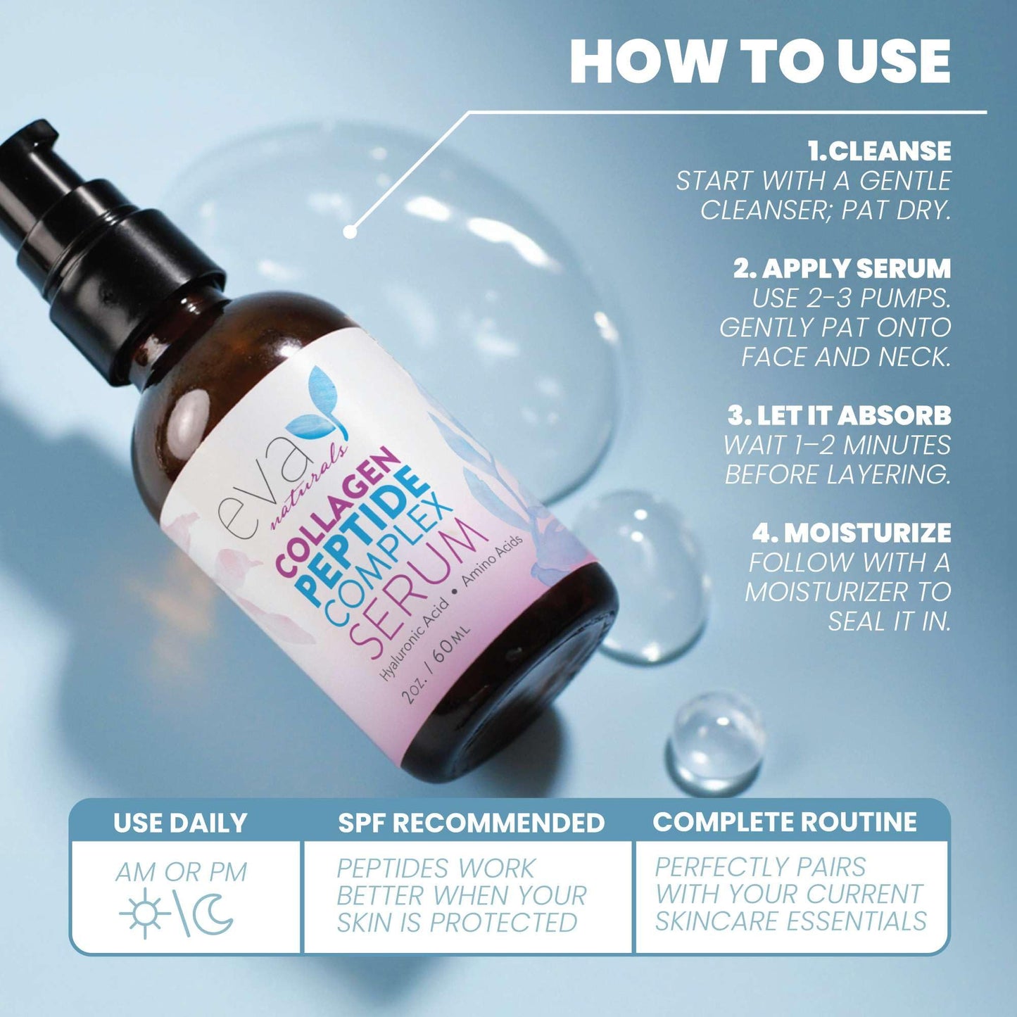 Collagen Peptide Serum for Face – Anti Aging Facial Treatment with Peptides & Hyaluronic Acid – Gentle Formula for Sensitive Skin, Microneedling Pen, Derma Roller, Skin Firming & Hydrating (2 Oz) - Medaid International