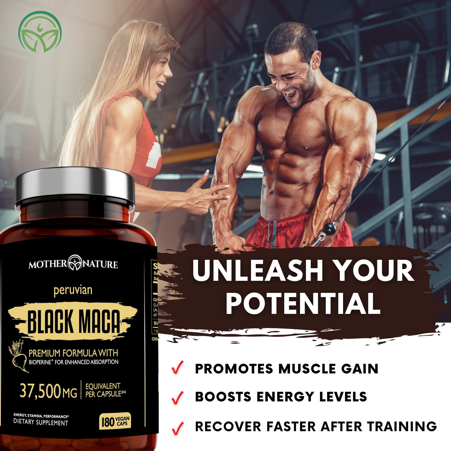 Black Maca Root 50:1 Extract 37,500mg – 180 Capsules Organic Peruvian Maca Peruana Supplement for Men | High Potency Energy, Mood & Performance Support | Vegan, Non-GMO - Medaid International