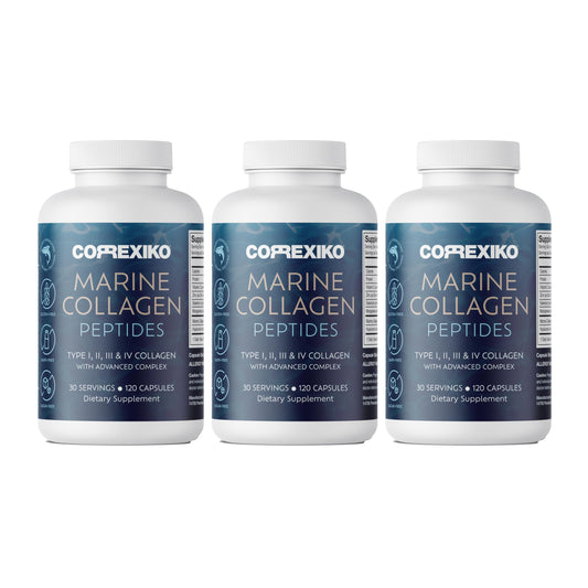 CORREXIKO Marine Collagen Supplement Pills - 1800mg Hydrolyzed Collagen Peptides per Serving with Added Hyaluronic Acid, Vitamin C & Minerals - for Hair, Skin & Nails - 360 Capsules 3 Month Supply - Medaid International