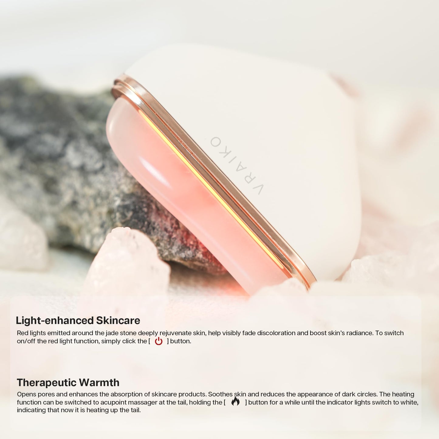 VRAIKO Aurora-X Handheld Gua Sha Device, White Jade Neck Face Massager with Thermal, Vibration and Acupressure Tail, for Face Sculpting Anti-Aging and Relaxation at Home - Medaid International