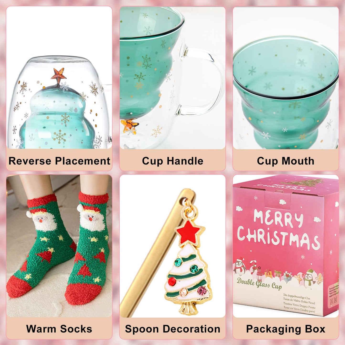 Binoster Cute Mugs Christmas Coffee Mug, Tea Cup, Milk Cup Glasses Double Wall Insulated Glasses Espresso Cup, Best Christmas for Women,Men,Kid, Office and Personal - Medaid International