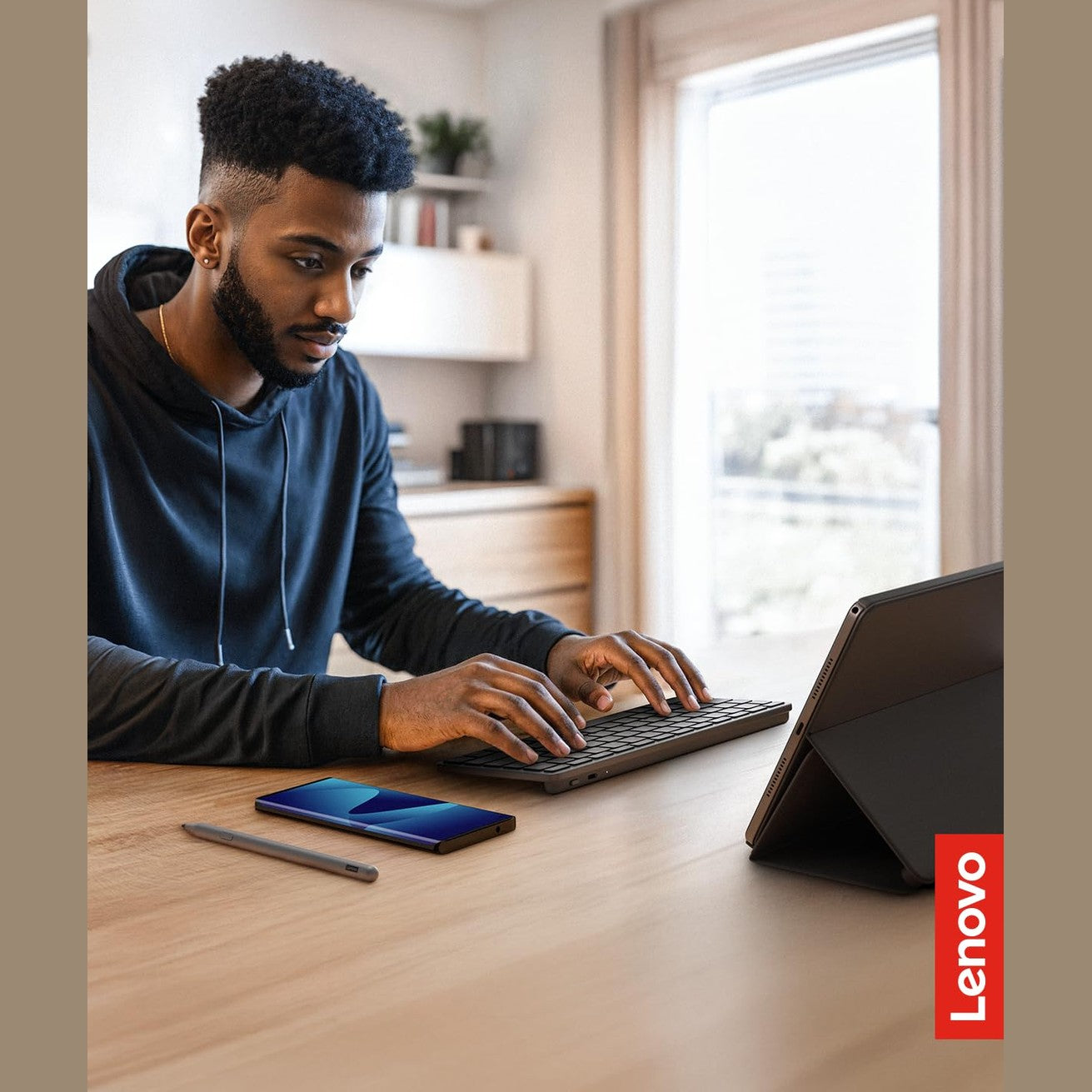 Lenovo Multi-Device Wireless Bluetooth Keyboard, Connect Up to 3 Devices Simultaneously, Compatible with iOS, Android, Windows, Slim Profile, Rechargeable, 60-Hour Battery Life, Iron Grey - Medaid International