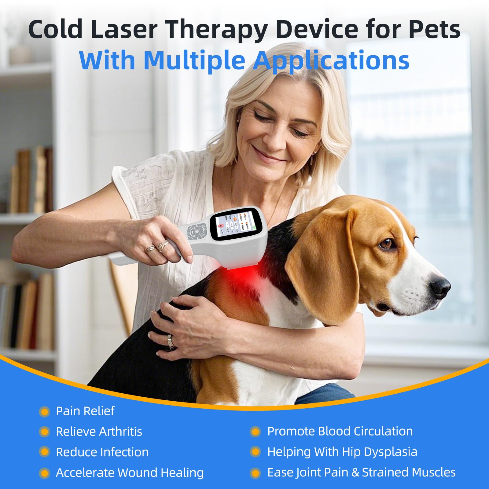 Cold Laser Therapy Device for Dogs, Infrared Red Light Laser Therapy for Dog Joint, 650nm*10+808nm*5+905nm*5+980nm*5, Muscle Relax and Pain Relief, Pet Laser Therapy at Home for Dogs, Cat and Horse - Medaid International