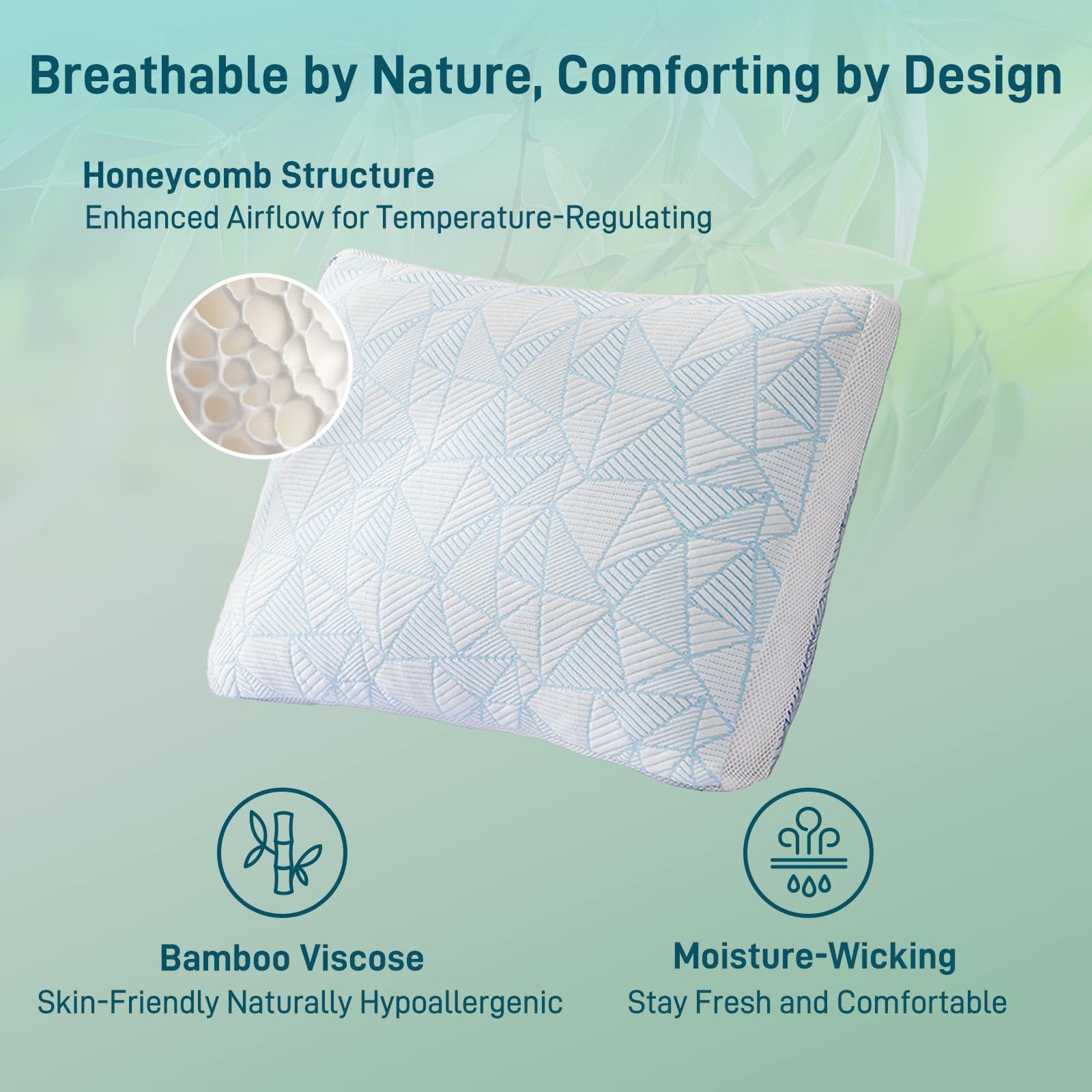 Shredded Memory Foam Cooling Soft Bamboo Viscose Pillows King Set of 2, Adjustable Hypoallergenic Hotel Quality Pillows for Stomach, Back or Side Sleeper, Oeko-TEX Certified - Medaid International