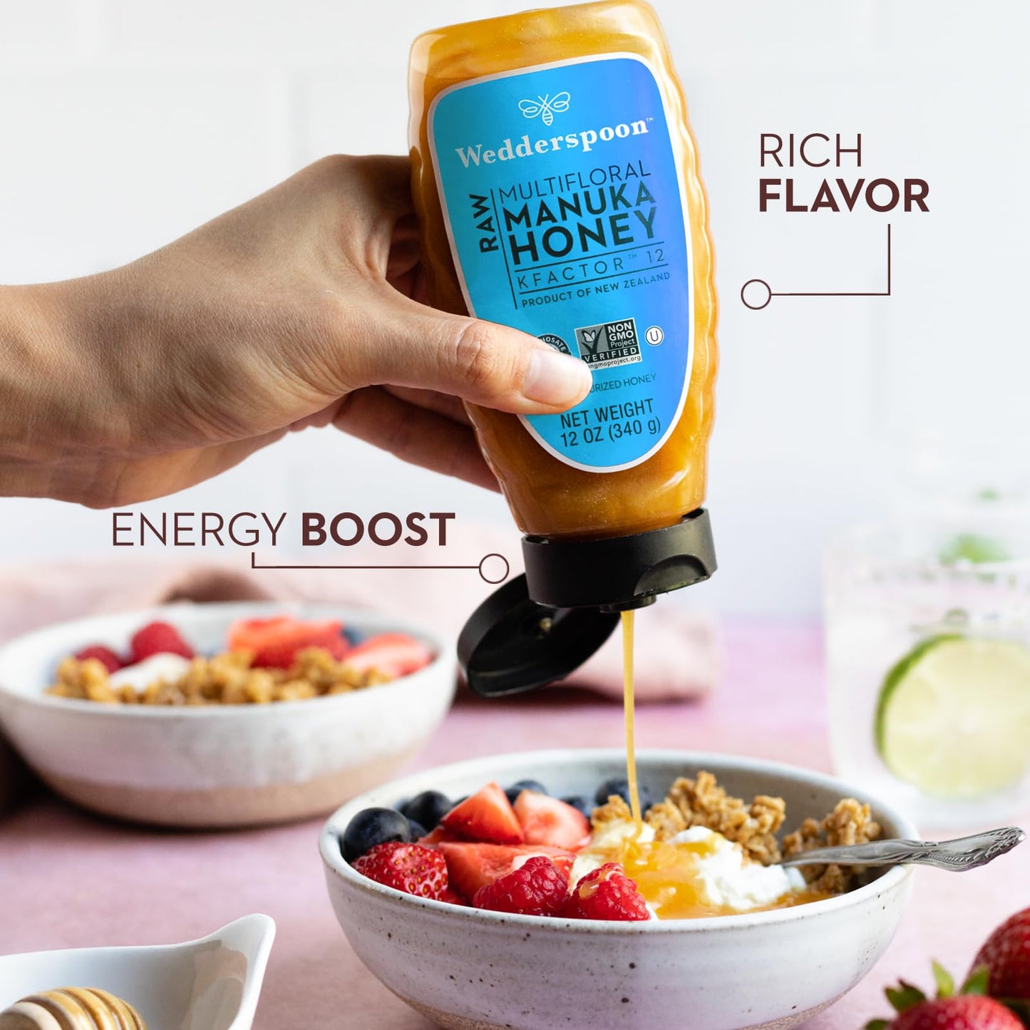 Wedderspoon Raw Premium Manuka Honey, KFactor 12, 12 Oz, Unpasteurized, Genuine New Zealand Honey, Non-GMO Superfood, Traceable from Our Hives to Your Home, Convenient Squeeze Bottle - Medaid International