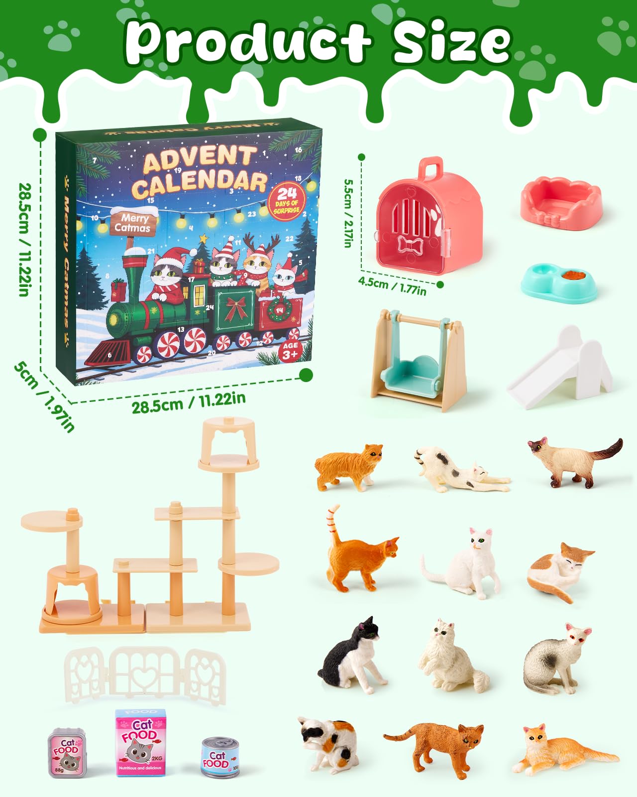 Leapio Cat Advent Calendar 2025, 24 Days Advent Calendar with 12 Figurines & Playground Accessories, Educational Gift for Kids Toddlers & Cat Lovers Boys Girls, Christmas Xmas Countdown Gift - Medaid International