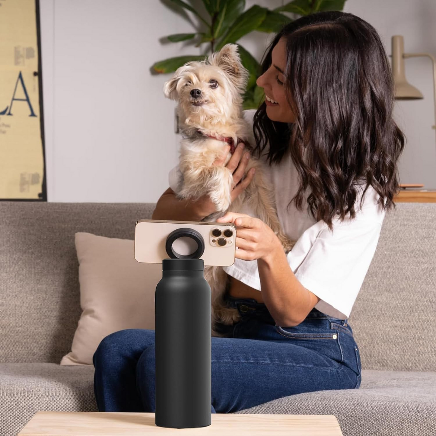 Insulated Water Bottle with Magnetic Phone Holder | Stainless Steel Tumbler Compatible with MagSafe for Gym, Car, & Sports - Medaid International