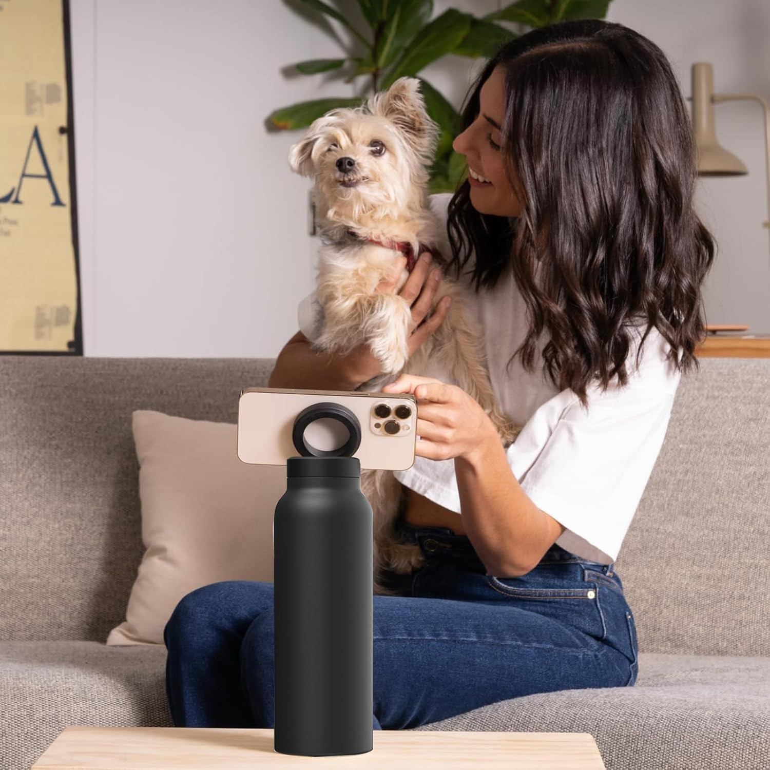 Insulated Water Bottle with Magnetic Phone Holder | Stainless Steel Tumbler Compatible with MagSafe for Gym, Car, & Sports - Medaid International