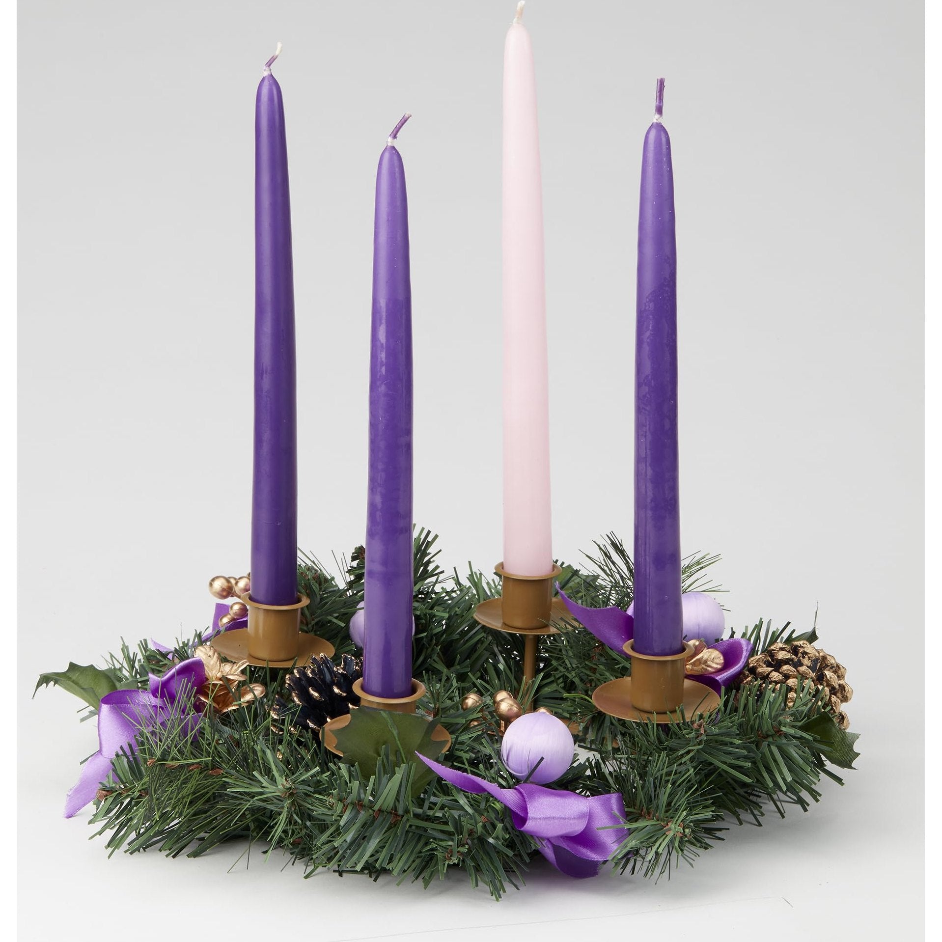Christmas Advent Candle Set (Set of 4) - Made in The U.S.A. - 10 Inch Wax Taper Candles - 3 Purples Candles & 1 Pink Candle - Medaid International