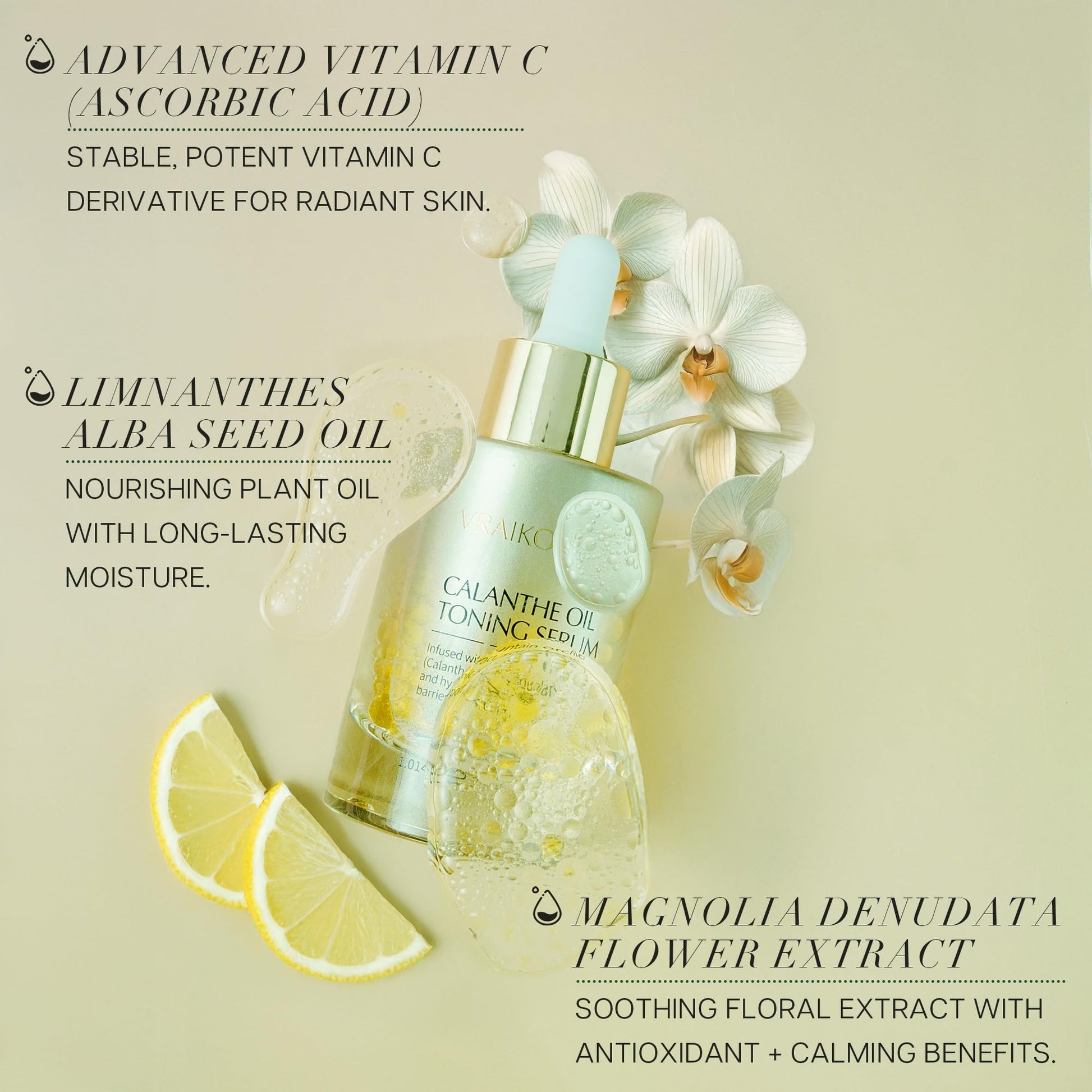 VRAIKO Gua Sha Face Oil Serum | 1st High-Altitude Calanthe Orchid Product | Detox, Plump, Anti-Oxidant, Soothing | Alpine Botanic, Cruelty Free, Natural, 1 fl oz - Medaid International