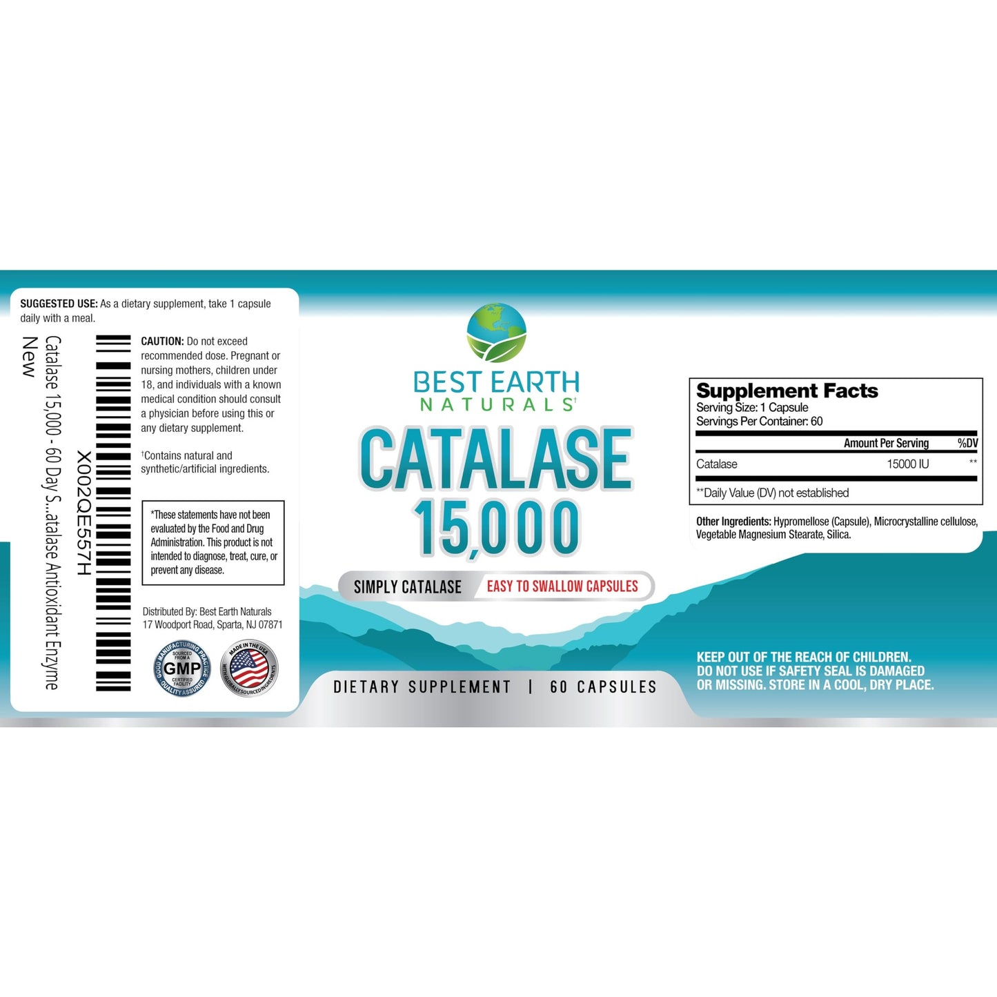 Best Earth Naturals Catalase Supplement 15,000 - Hair Supplements for Strong Hair - 60 Capsules (60-Day Supply) - Medaid International