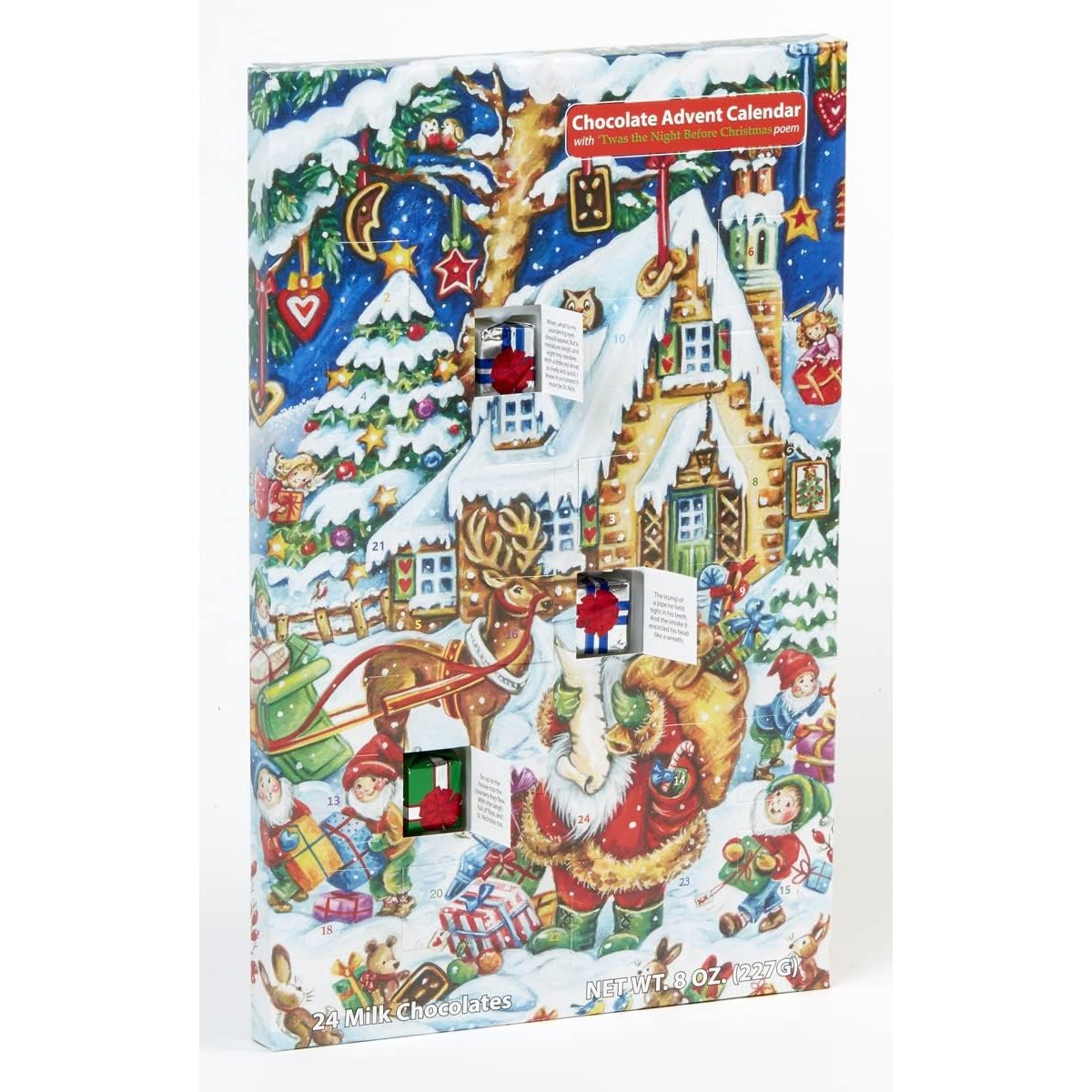 Santa's Helpers Chocolate Advent Calendar (Countdown to Christmas) - Individually Wrapped Milk Chocolate Treats - 8 oz. of Candy - by Vermont Christmas Company - Medaid International