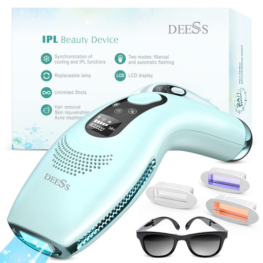 DEESS IPL Laser Hair Removal for Women & Men, GP590 Unlimited Flashes Laser Hair Removal Device with Ice Cooling, 3-in-1 at Home Painless Permanent Hair Remover for Face Arms Armpits Legs Bikini Body - Medaid International