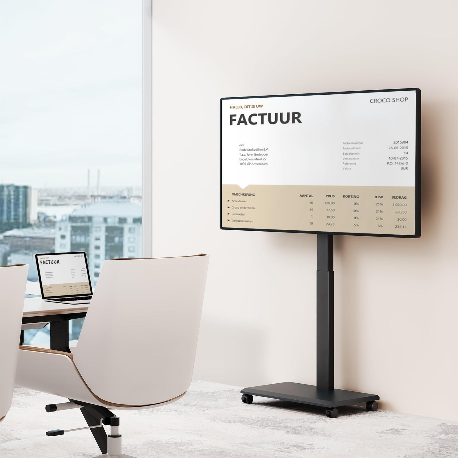 FITUEYES Hand Crank Lift TV Stand with Wheels, Tilt & Swivel Rolling TV Stand for 32-75Inch TVs, Free Height Adjustable Mobile Television Stand Holds up to 88Lbs, Iron Base Max VESA 600x400mm - Medaid International