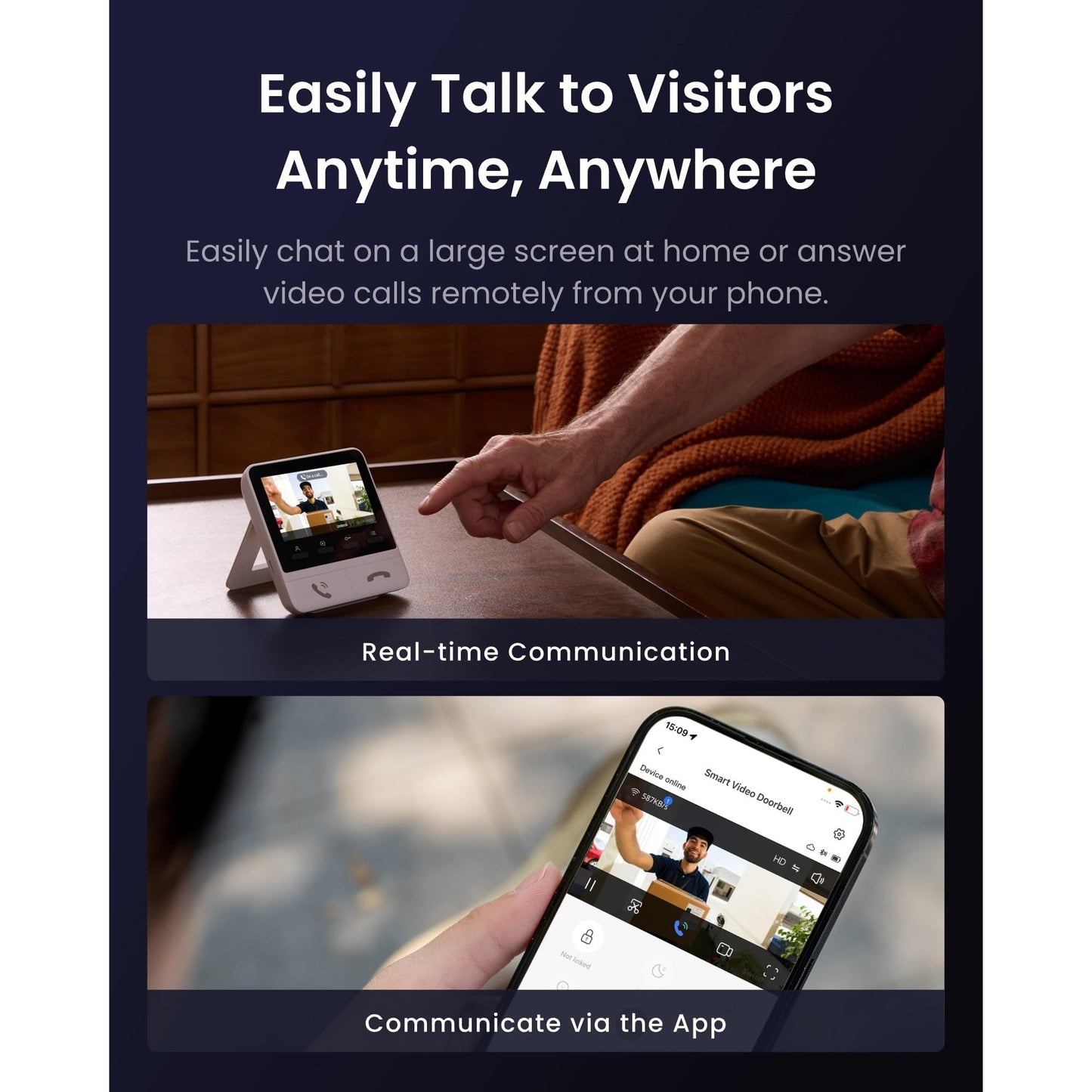 SwitchBot Video Doorbell Camera Wireless with Monitor, No Subscription, 4.3 Inch Screen, Battery Powered, Head-to-Toe View, 2K FHD, 2-Way Audio, Motion Detection, Works with Alexa/Goole/Home Assistant - Medaid International