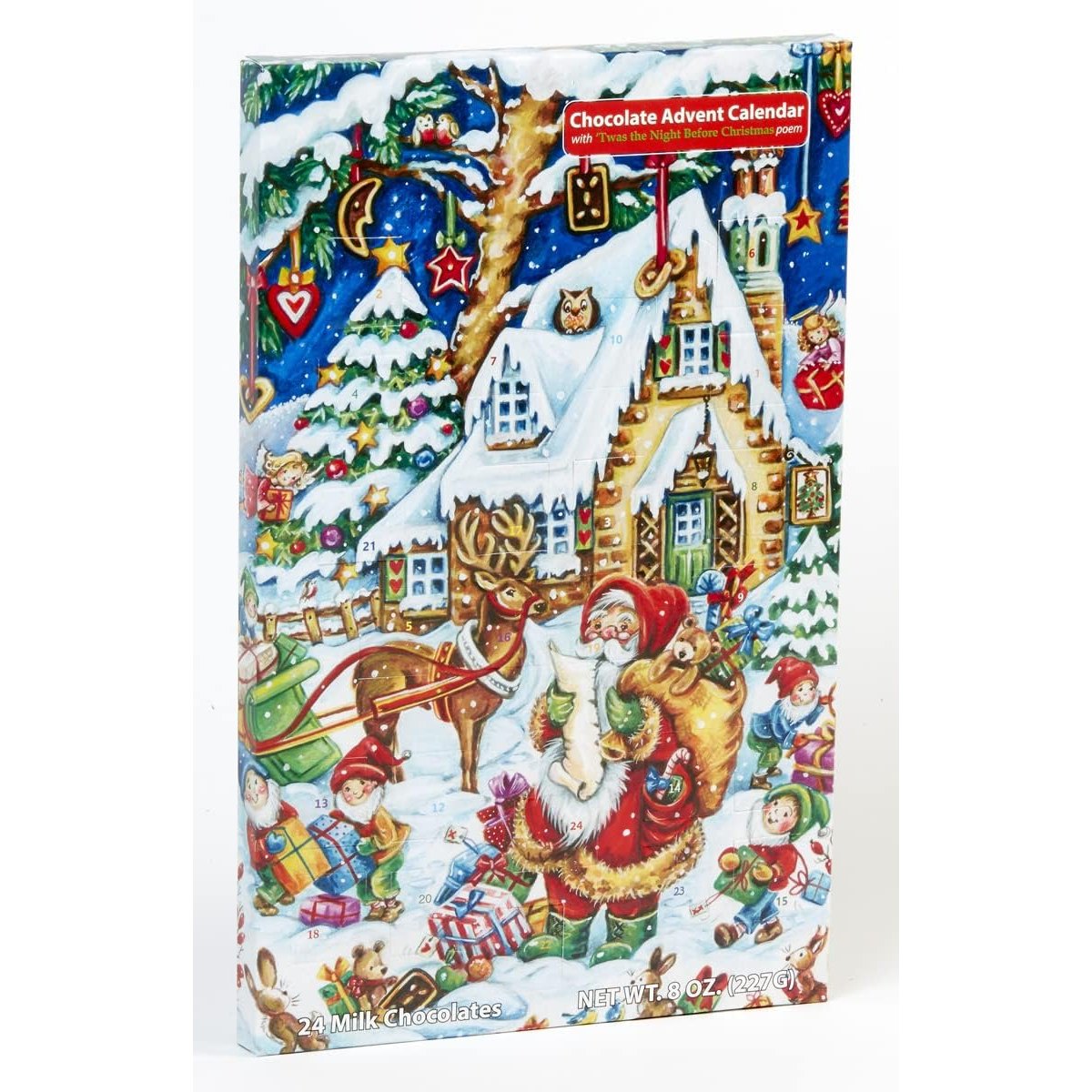Santa's Helpers Chocolate Advent Calendar (Countdown to Christmas) - Individually Wrapped Milk Chocolate Treats - 8 oz. of Candy - by Vermont Christmas Company - Medaid International