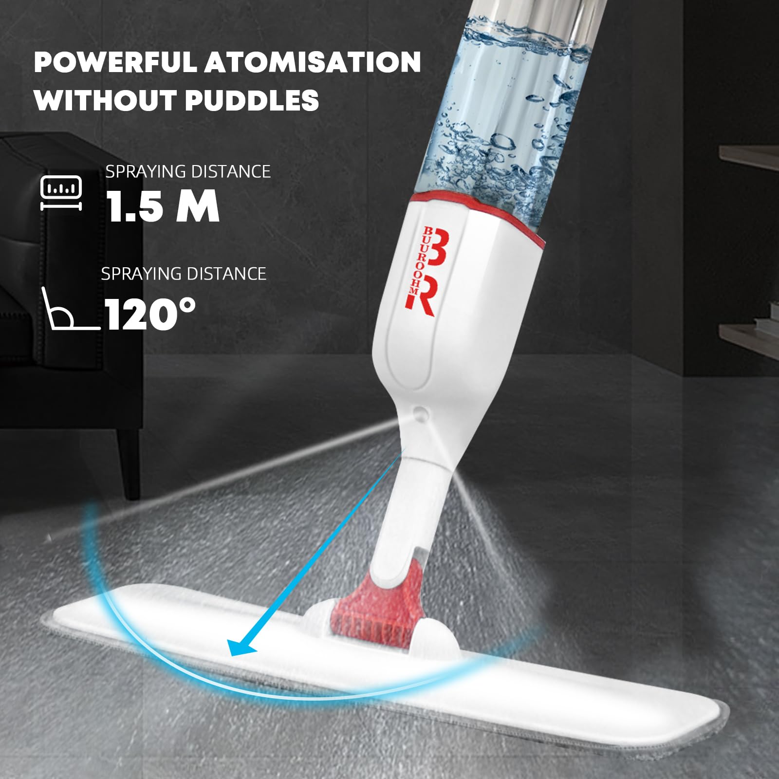 Microfiber Spray Mop Set with 6 Replacement Heads, 360 Degree Mop, Scraper, Holder, Bottle for Hardwood, Laminate, Ceramic Tiles, Kitchen, Wood Floor Dry, Wet, Dust Cleaning - Medaid International
