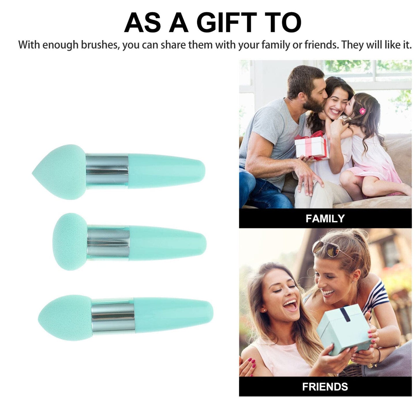 Beaupretty Beauty Pen Set - 3Pcs Mushroom Concealer Sponge Brush Set for Makeup Application Portable Compact Design for Travel Green - Medaid International