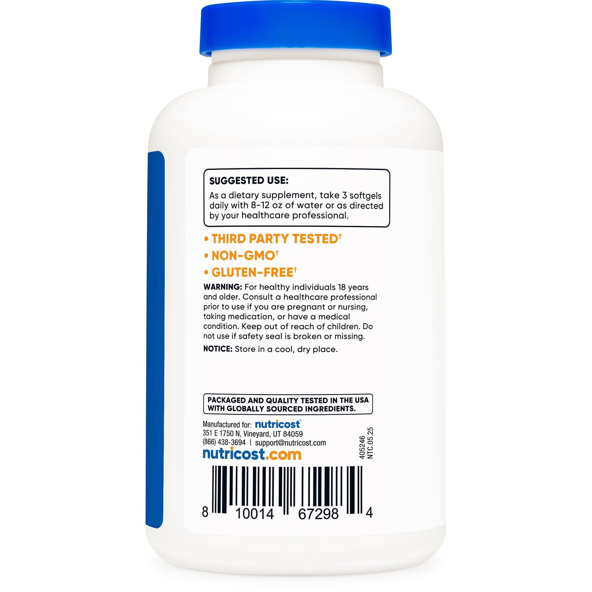 Nutricost Omega 3 Fish Oil - 2500MG, 120 Softgels (40 Serv) - Fish Oil, Wild Caught! 1200mg EPA 850mg DHA - Non-GMO, Gluten Free - Medaid International