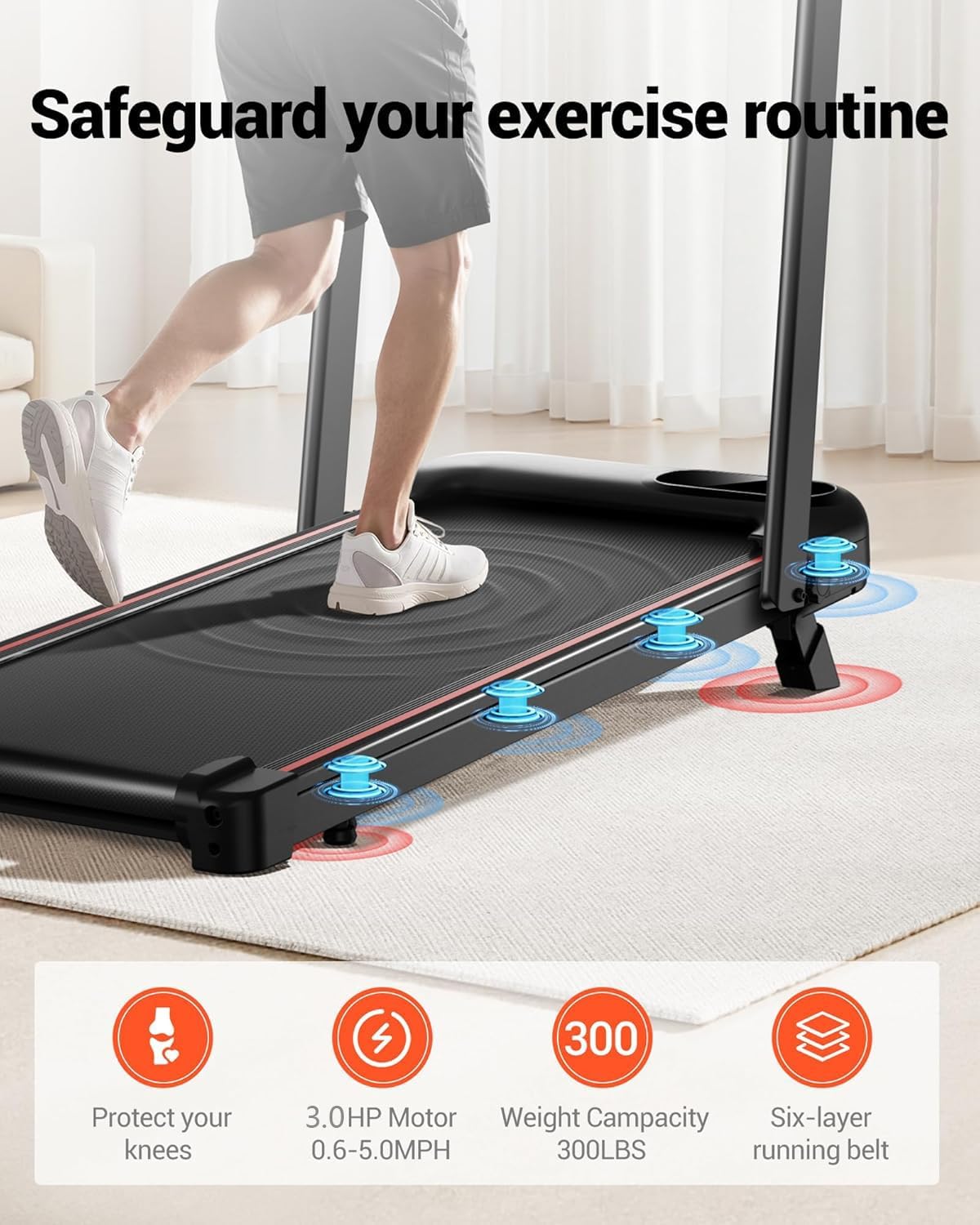 BEAPHIE Foldable Treadmills for Home Machine, with APP Control, 1-10KM/H 3.5 HP Smart Running Treadmill with Cushioning System, 265 lb Capacity, for Home Fitness Jogging Walking? - Medaid International