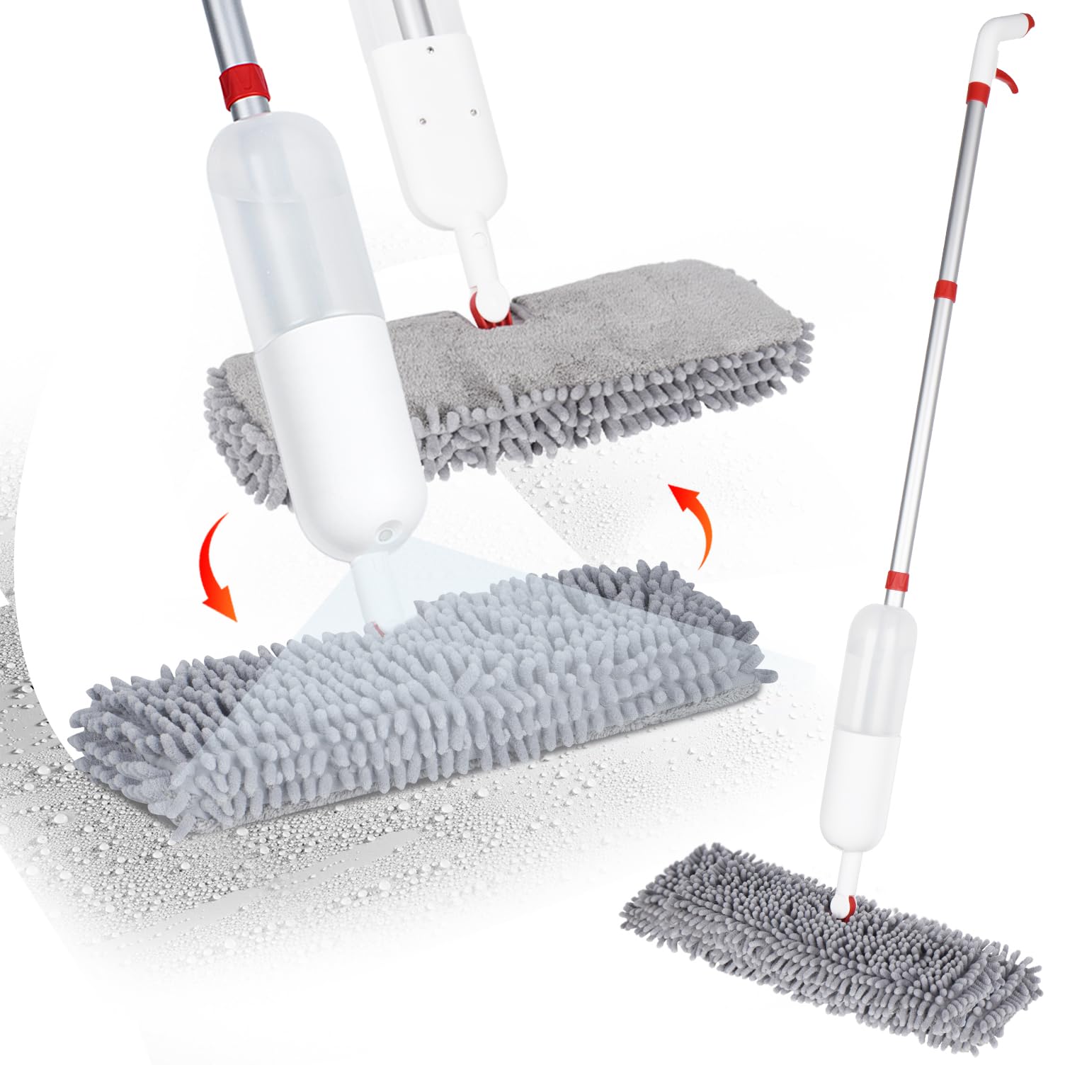Mop for Floor Cleaning - 2-in-1 Double-Sided Microfiber Spray Mop with Flip Design, 3 Reusable Pads, for Laminate, Ceramic, Tile, Vinyl - Home & Commercial Use - Medaid International